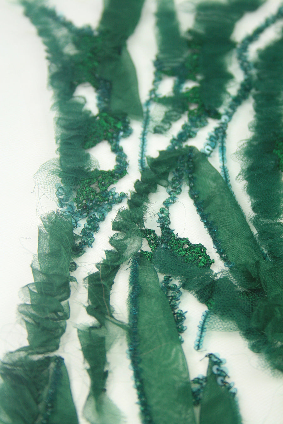 C114 - Emerald Chiffon Floral Applique