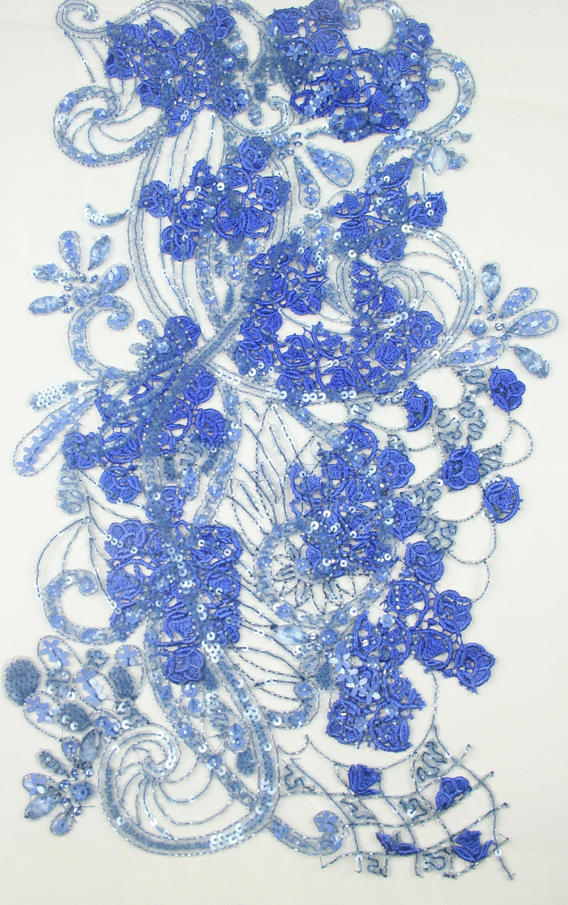 B108 - Cornflower Blue Beaded Applique