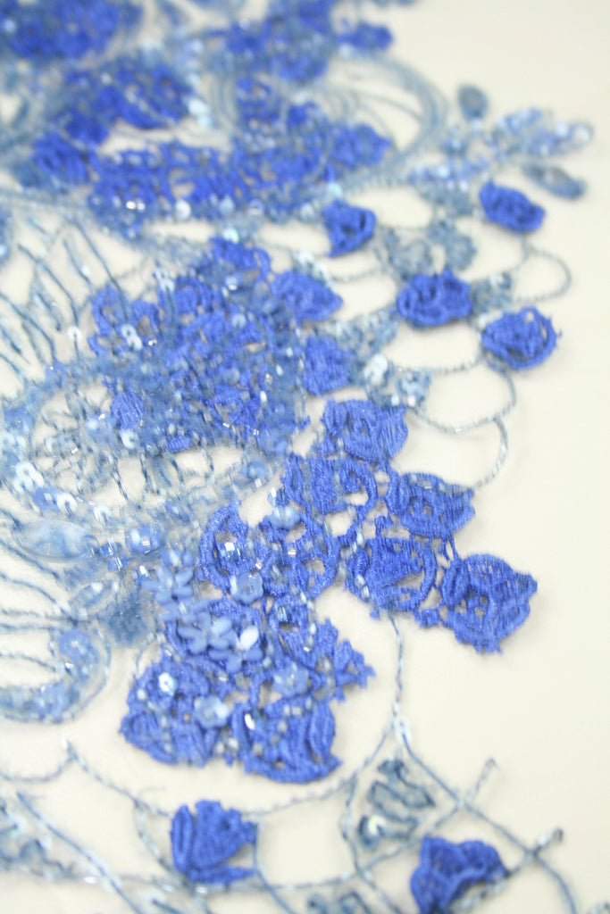 B108 - Cornflower Blue Beaded Applique