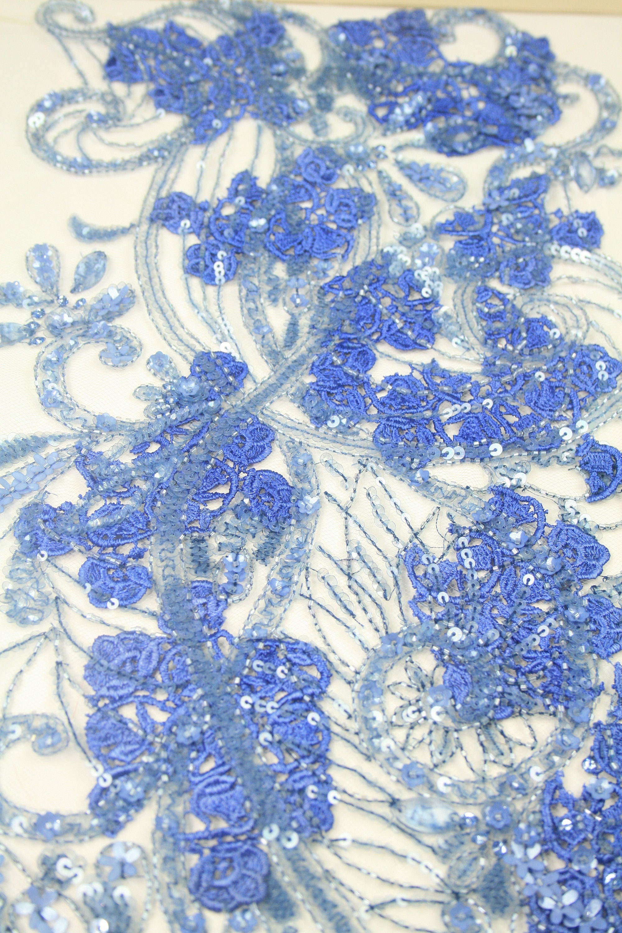 B108 - Cornflower Blue Beaded Applique