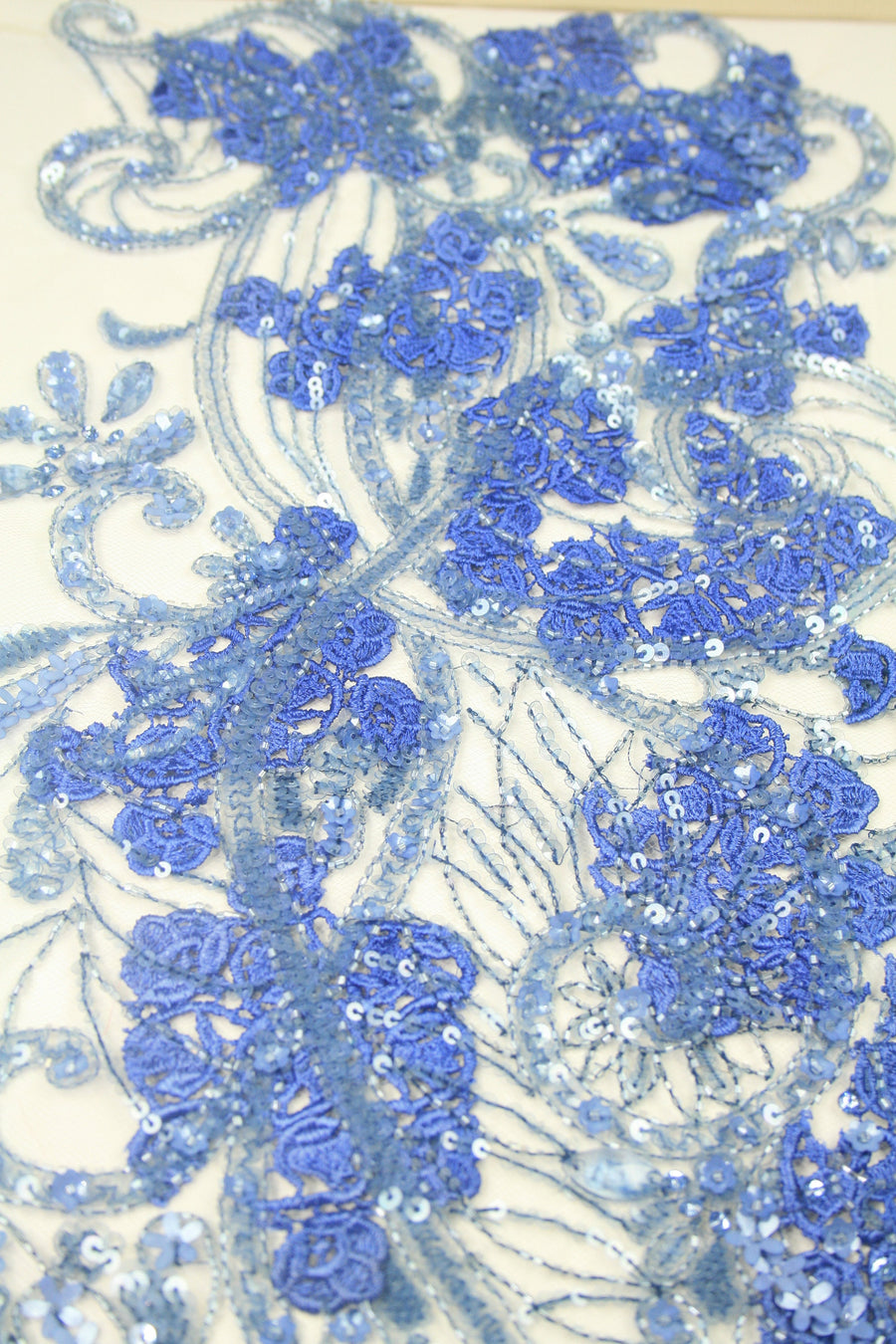 B108 - Cornflower Blue Beaded Applique