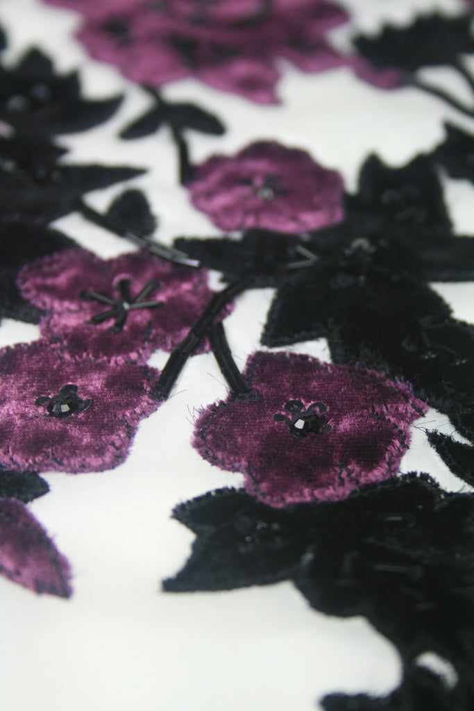 tbd - Burgundy Velvet Floral Applique