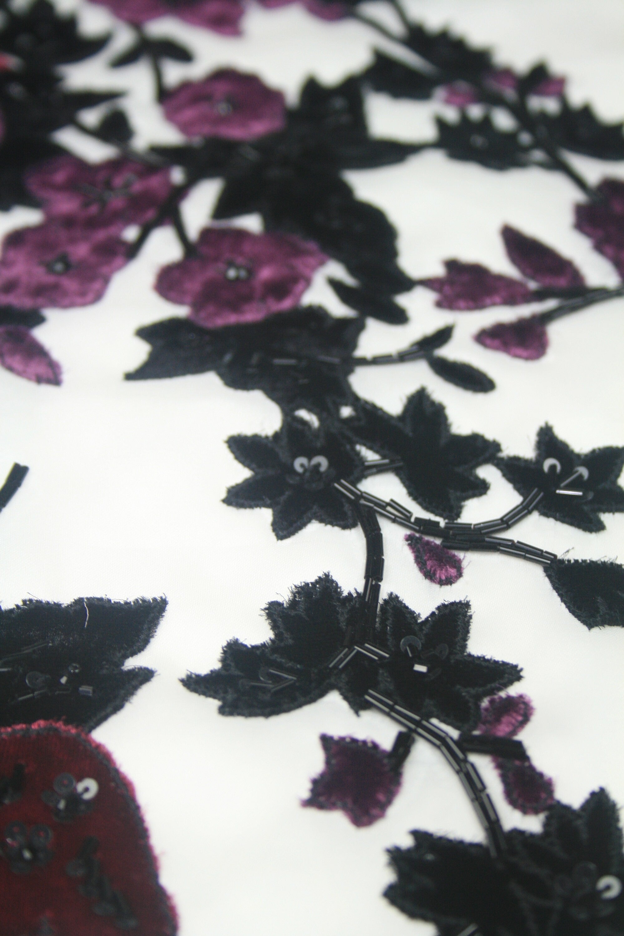 tbd - Burgundy Velvet Floral Applique