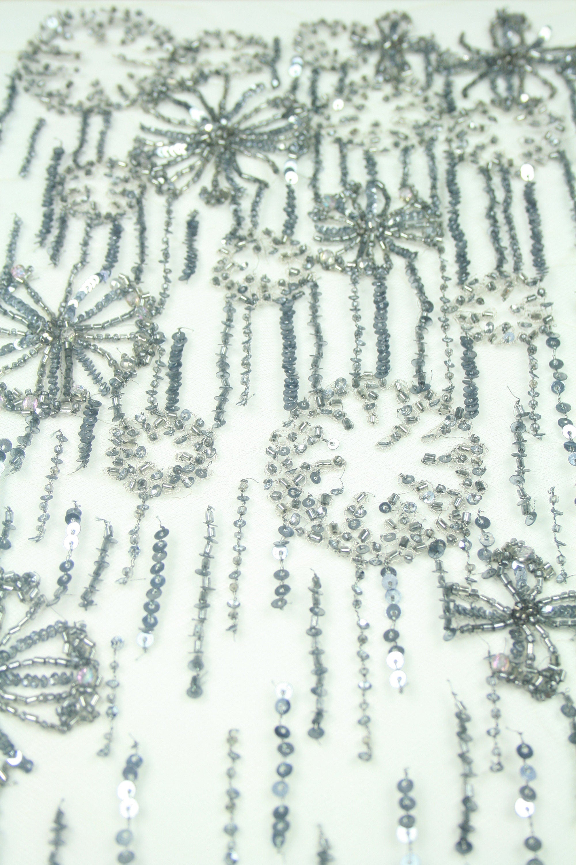C101 - Antique Silver Beaded Applique