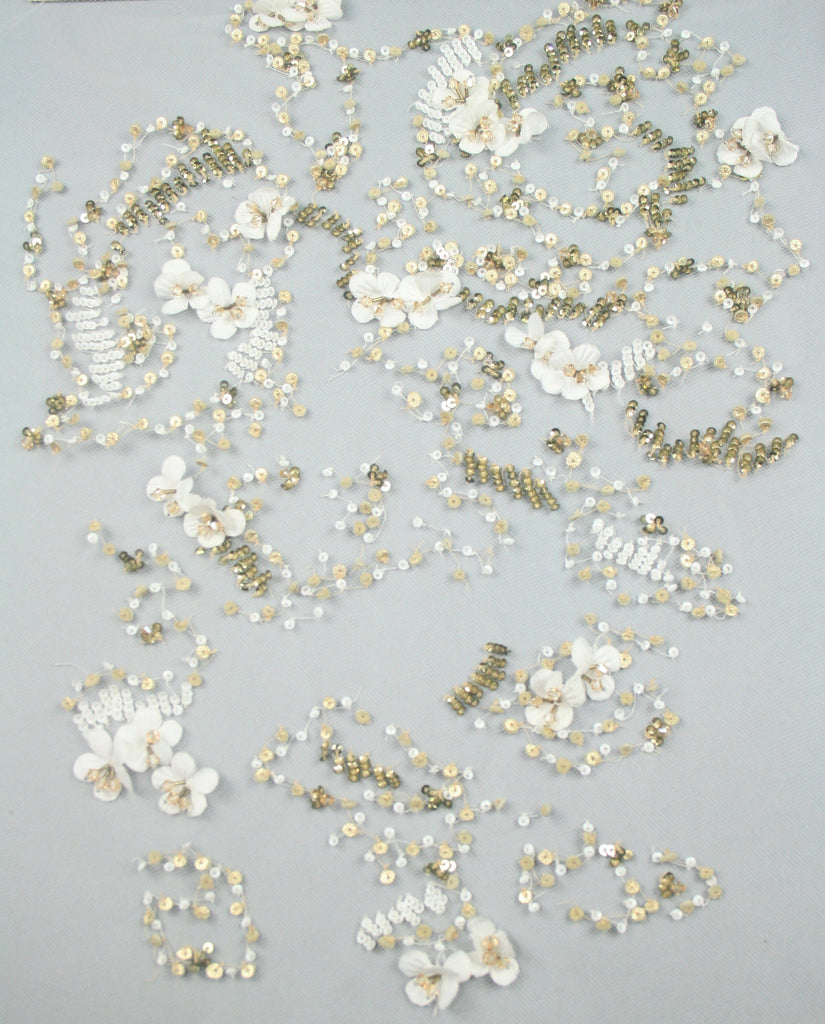 C108 - Antique Gold Bridal Bodice Applique