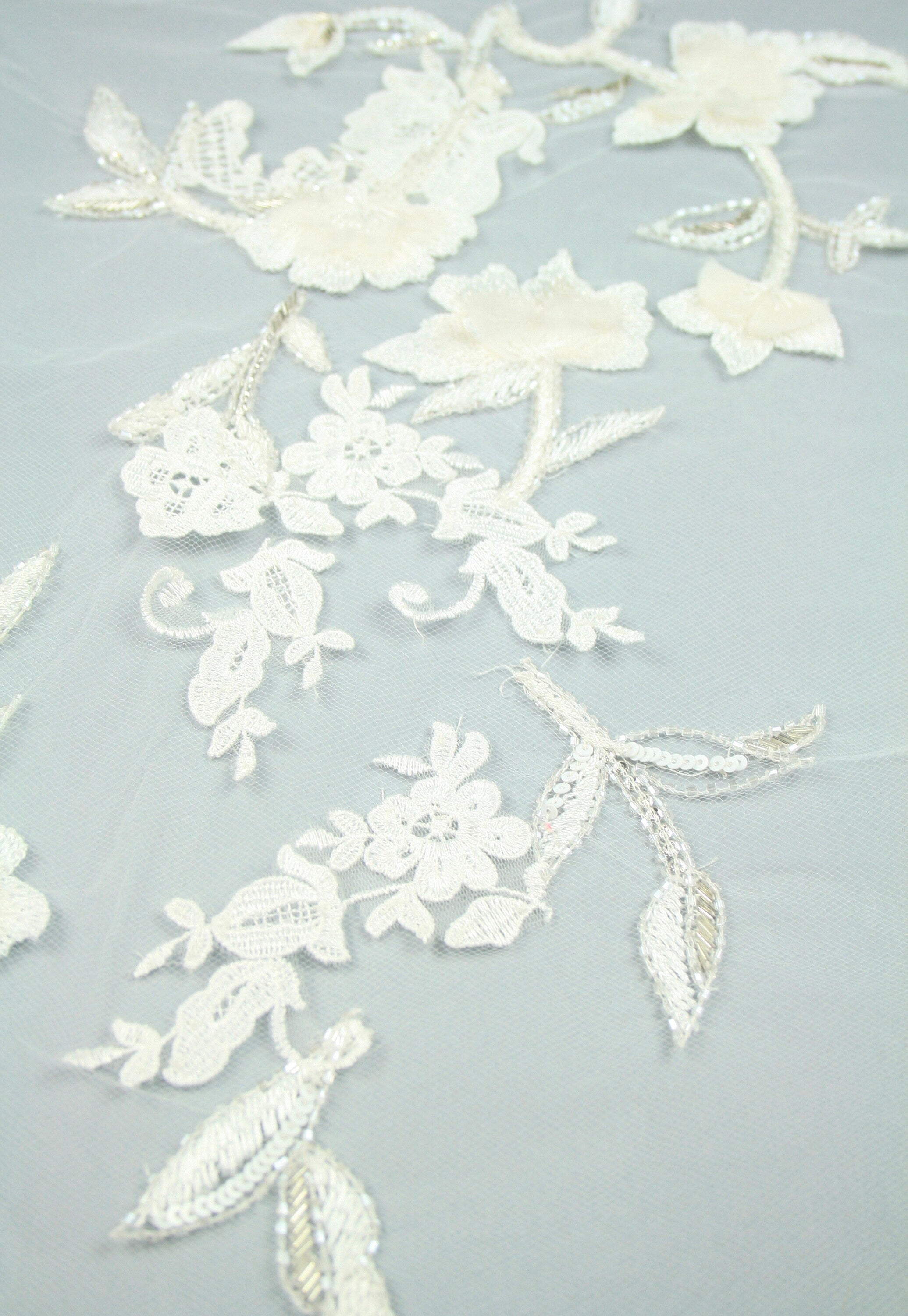 3D Delicate White Lace Wedding Applique