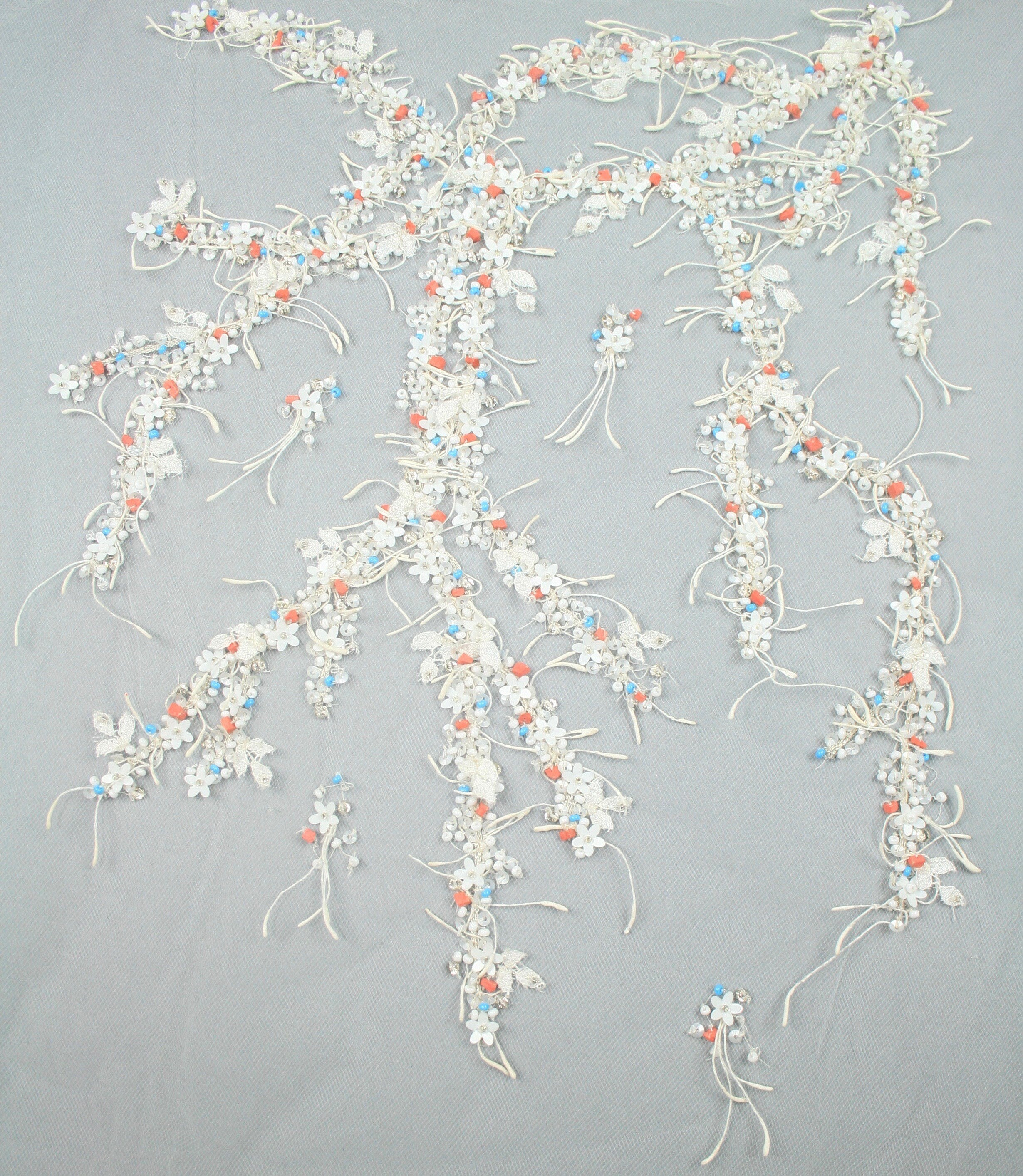 3D Matte White Beaded Applique