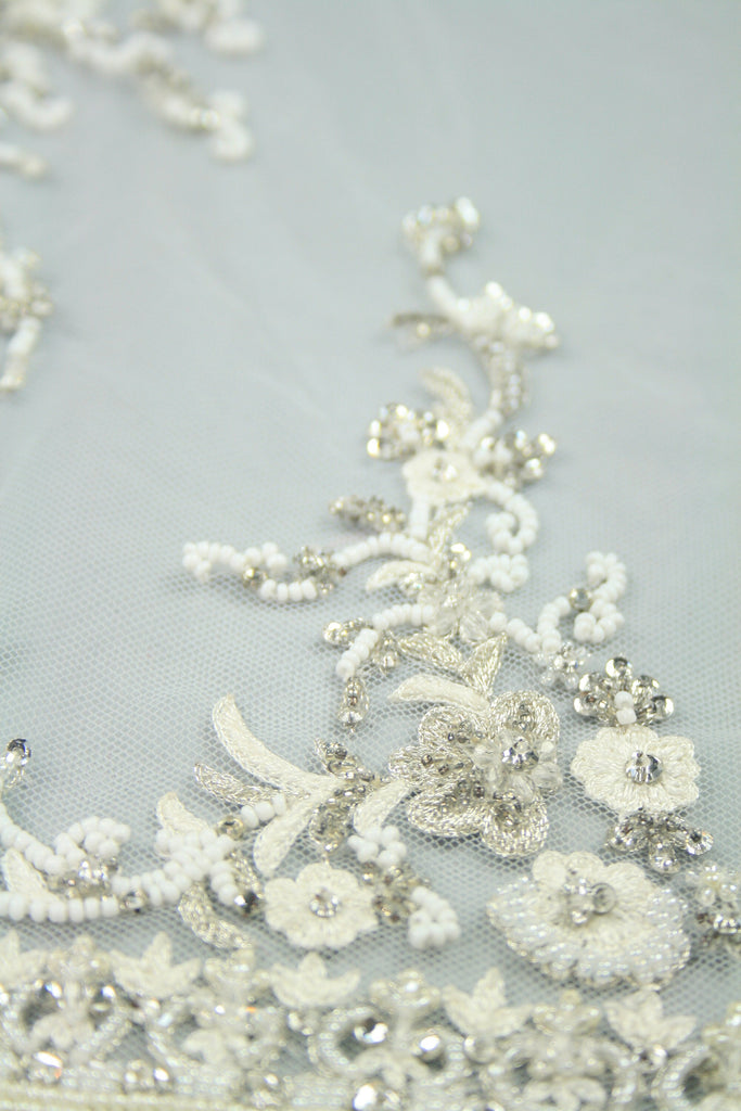 3D Bridal Applique on Silk Tulle