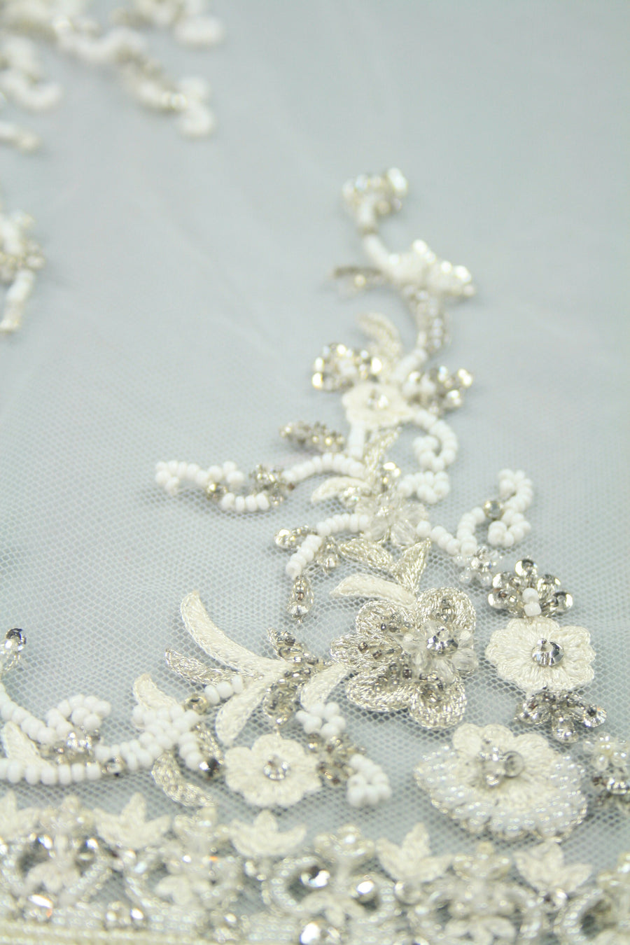 Wedding Dress Trim,Beaded Applique used as Beaded Trim, Embroidered Tulle,Beaded Applique,Beaded Lace,Haute Couture Fabric