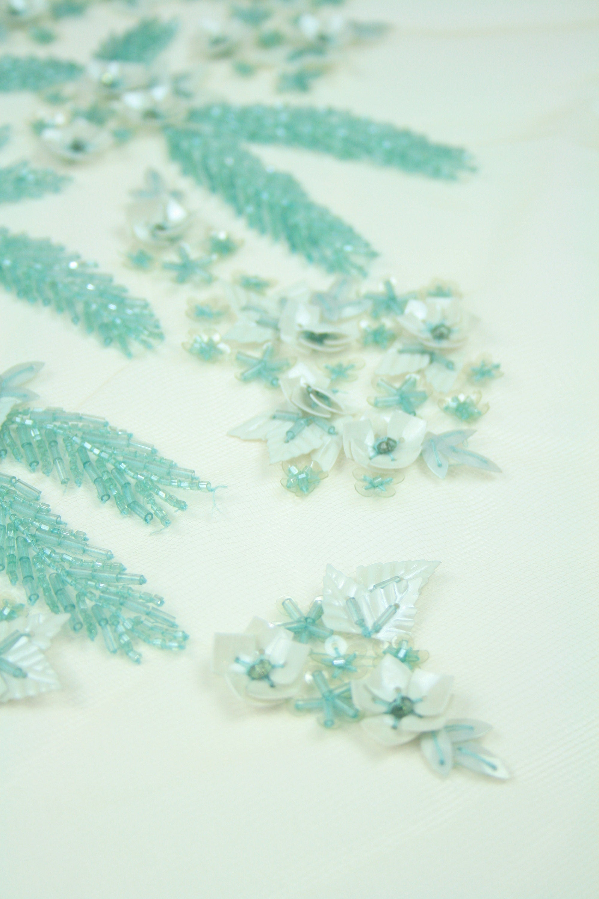 C105 - Pacific Opal Mint Beaded Applique