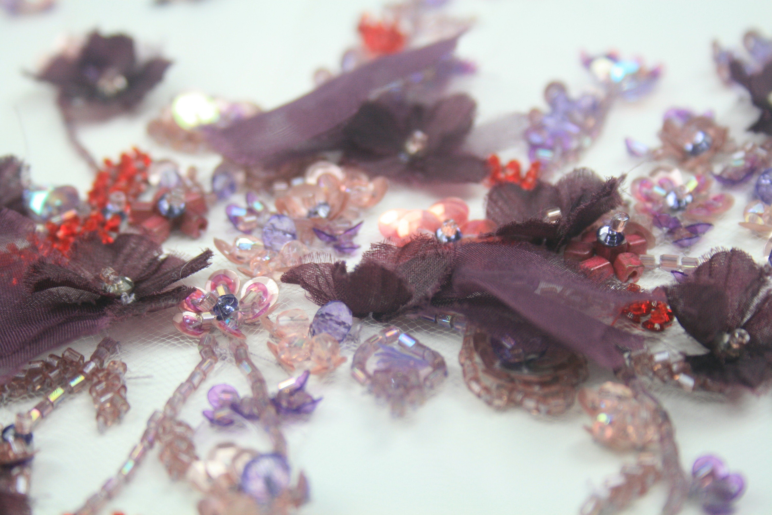 C106 - Plum Red Floral Applique