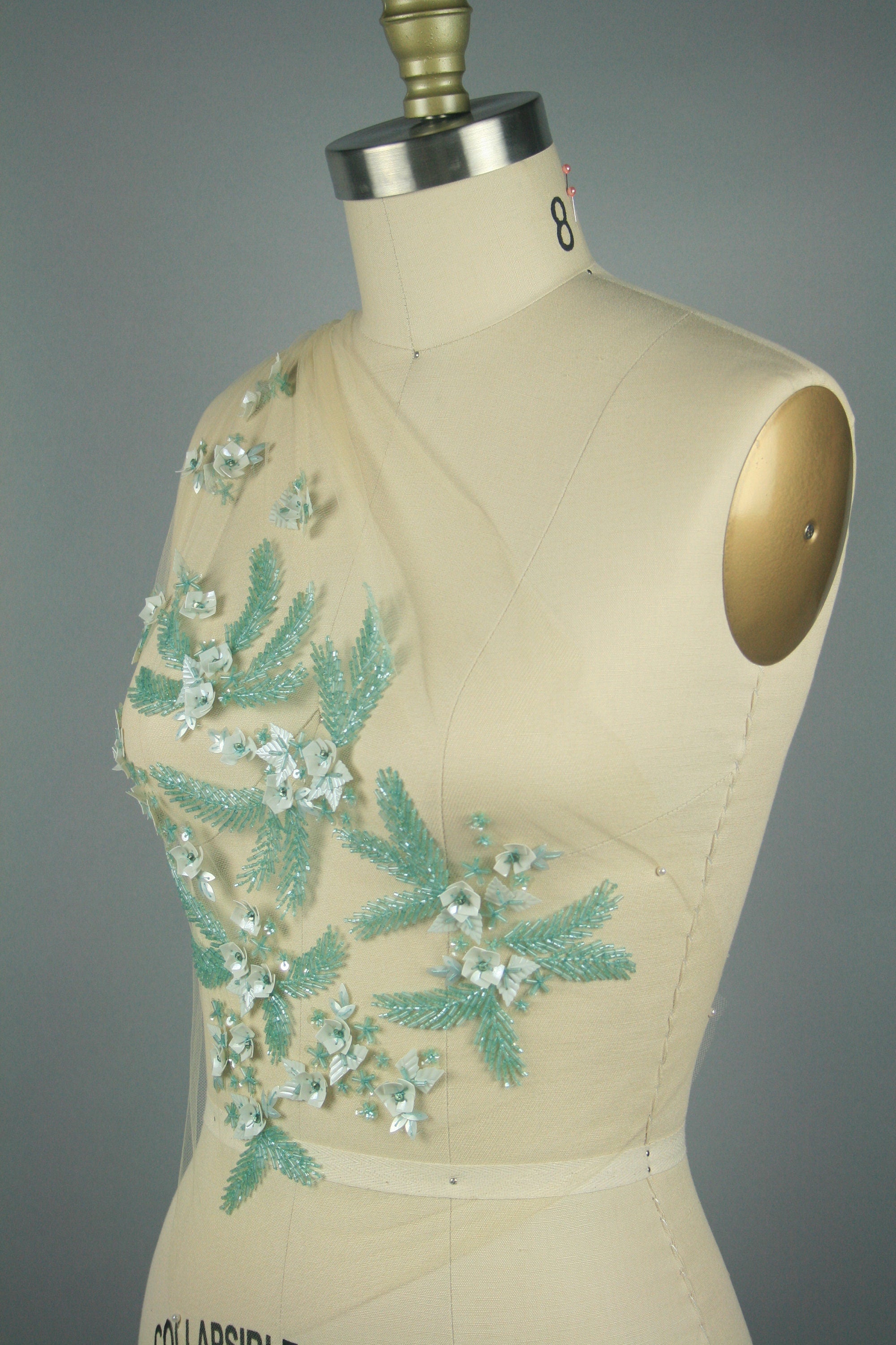 C105 - Pacific Opal Mint Beaded Applique