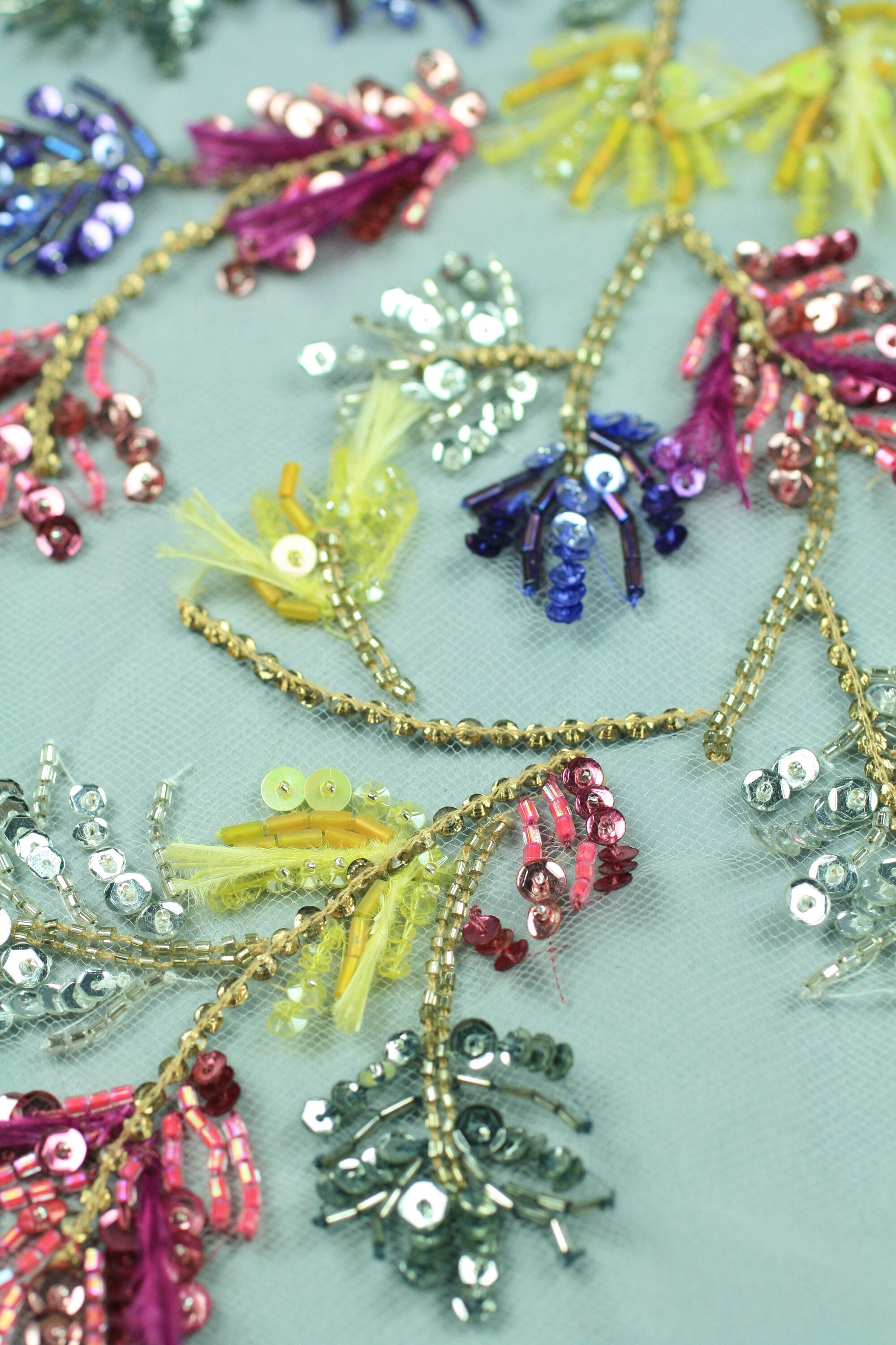 3D Colorful Floral Beaded Applique