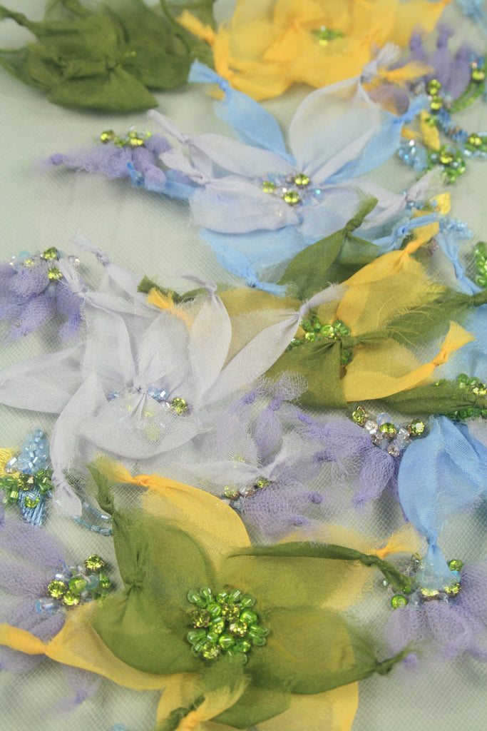 3D Floral Beaded Organza Applique