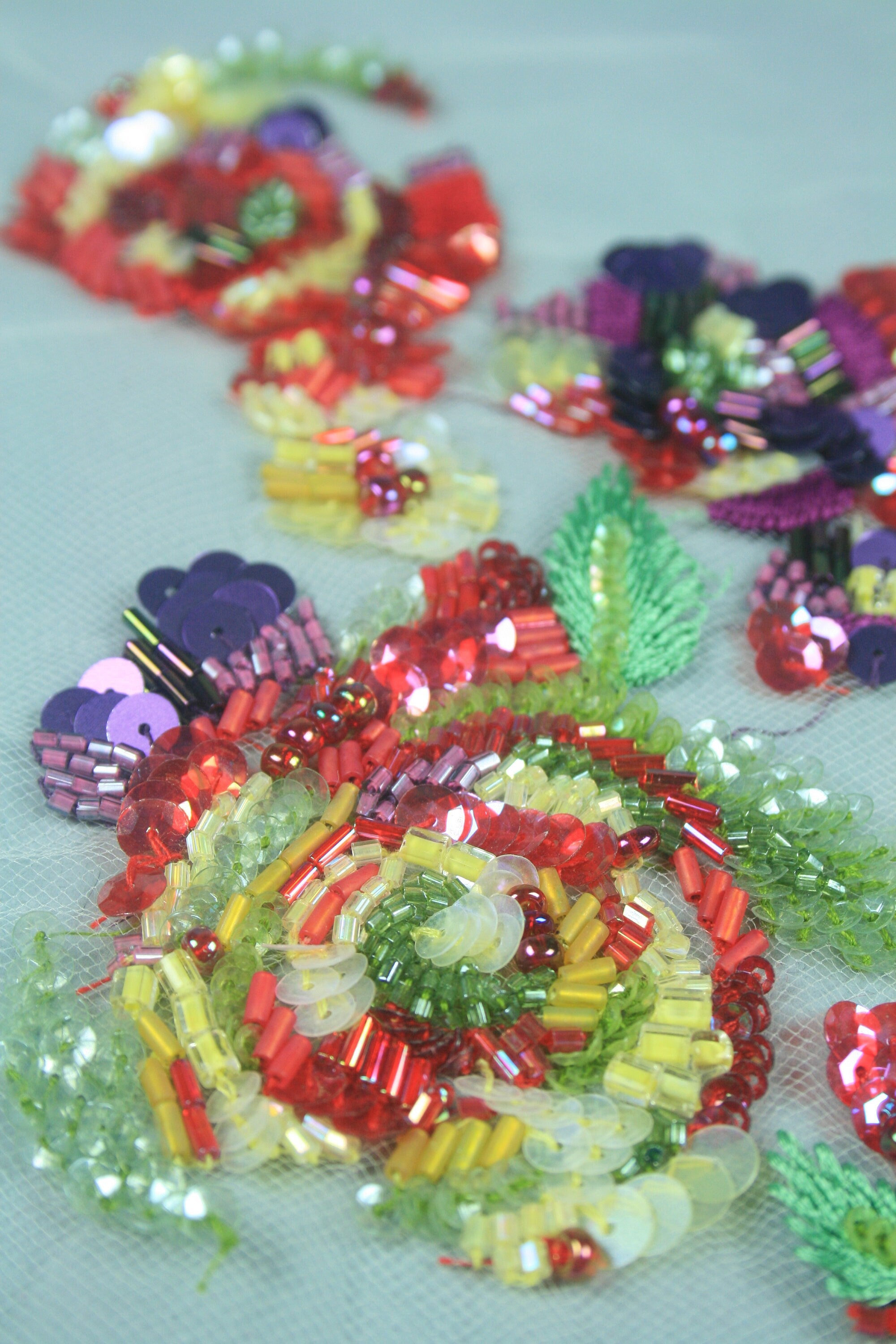 3D Colorful Beaded Floral Panel