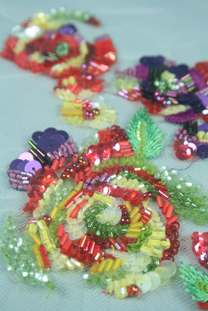 3D Colorful Beaded Floral Panel
