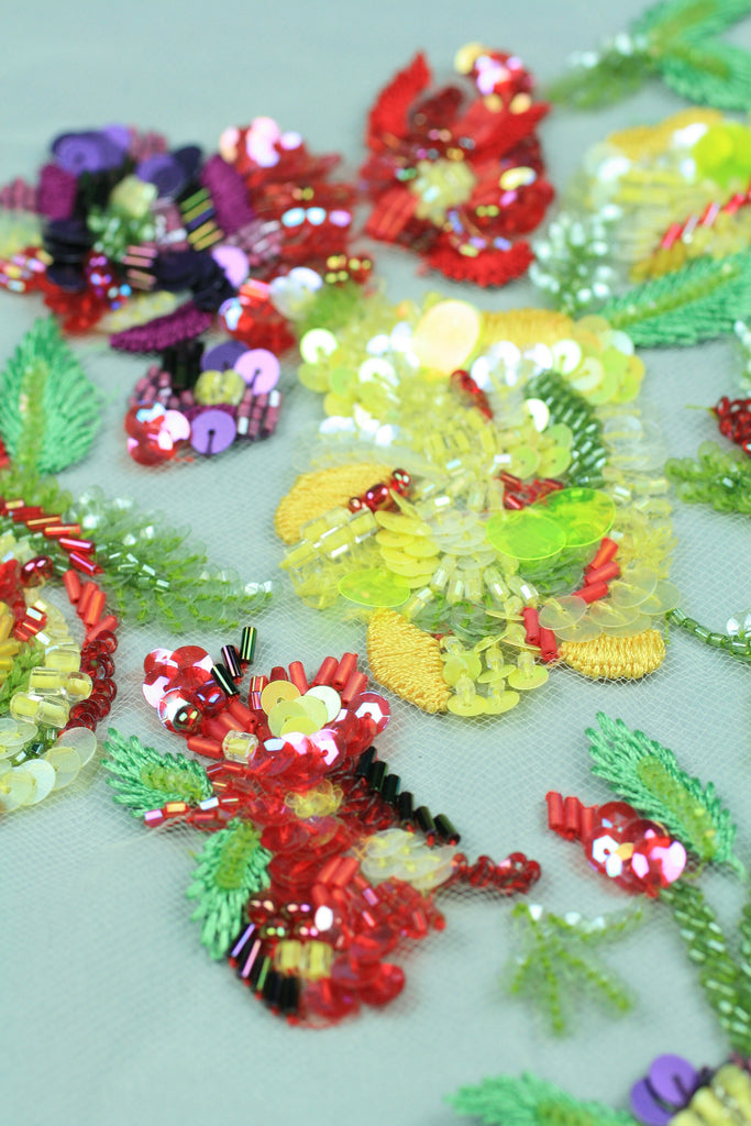 3D Colorful Beaded Floral Panel