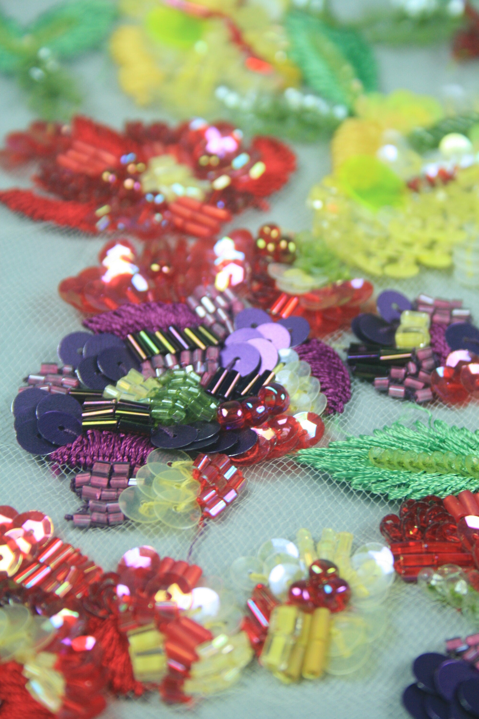 3D Colorful Beaded Floral Panel