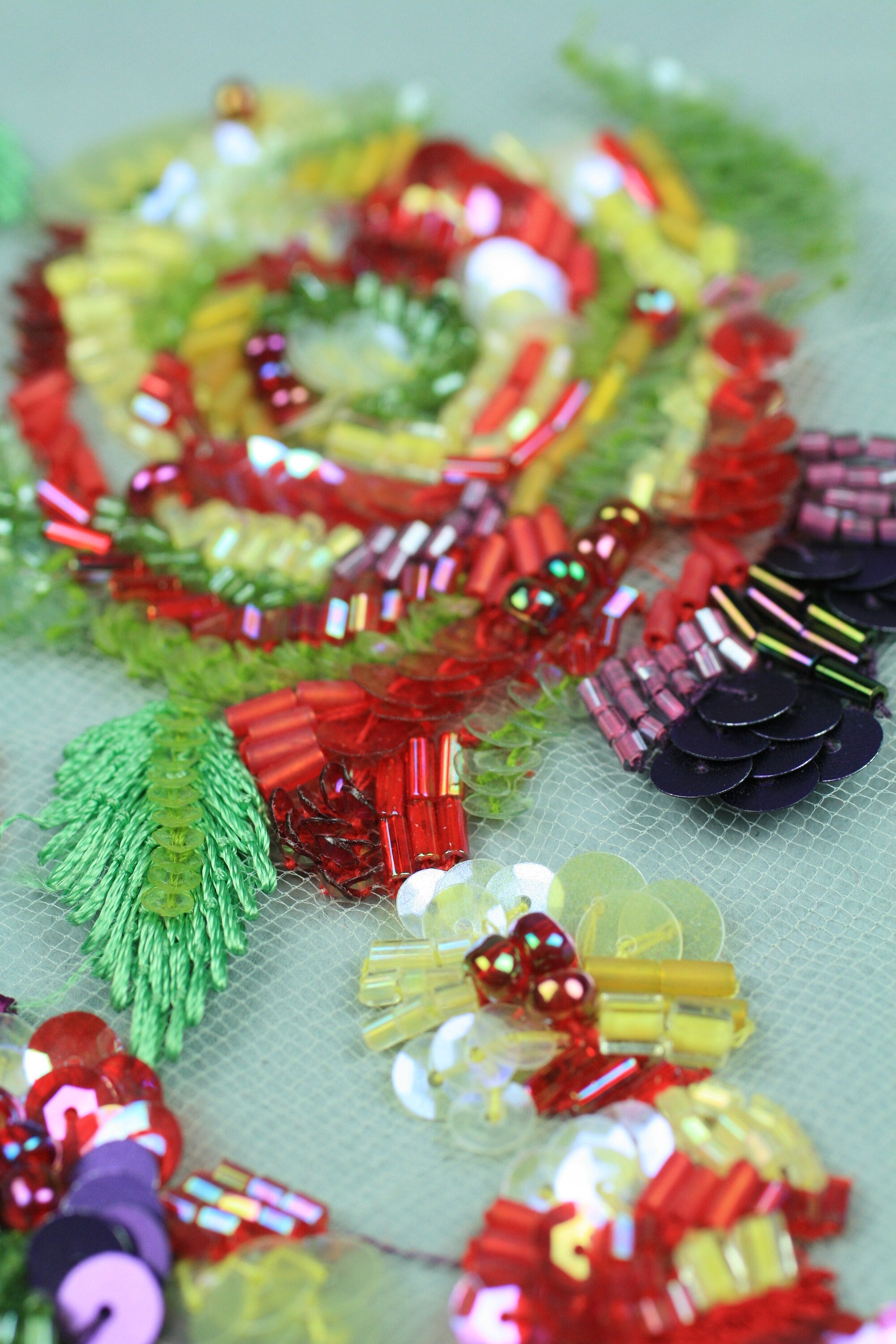 3D Colorful Beaded Floral Panel