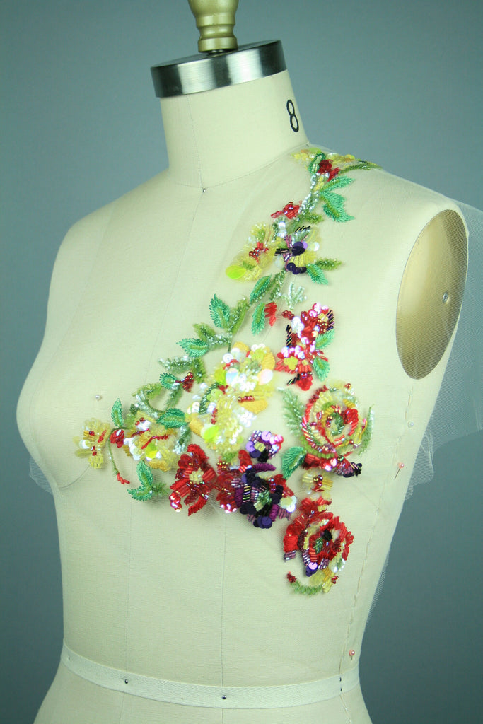 3D Colorful Beaded Floral Panel