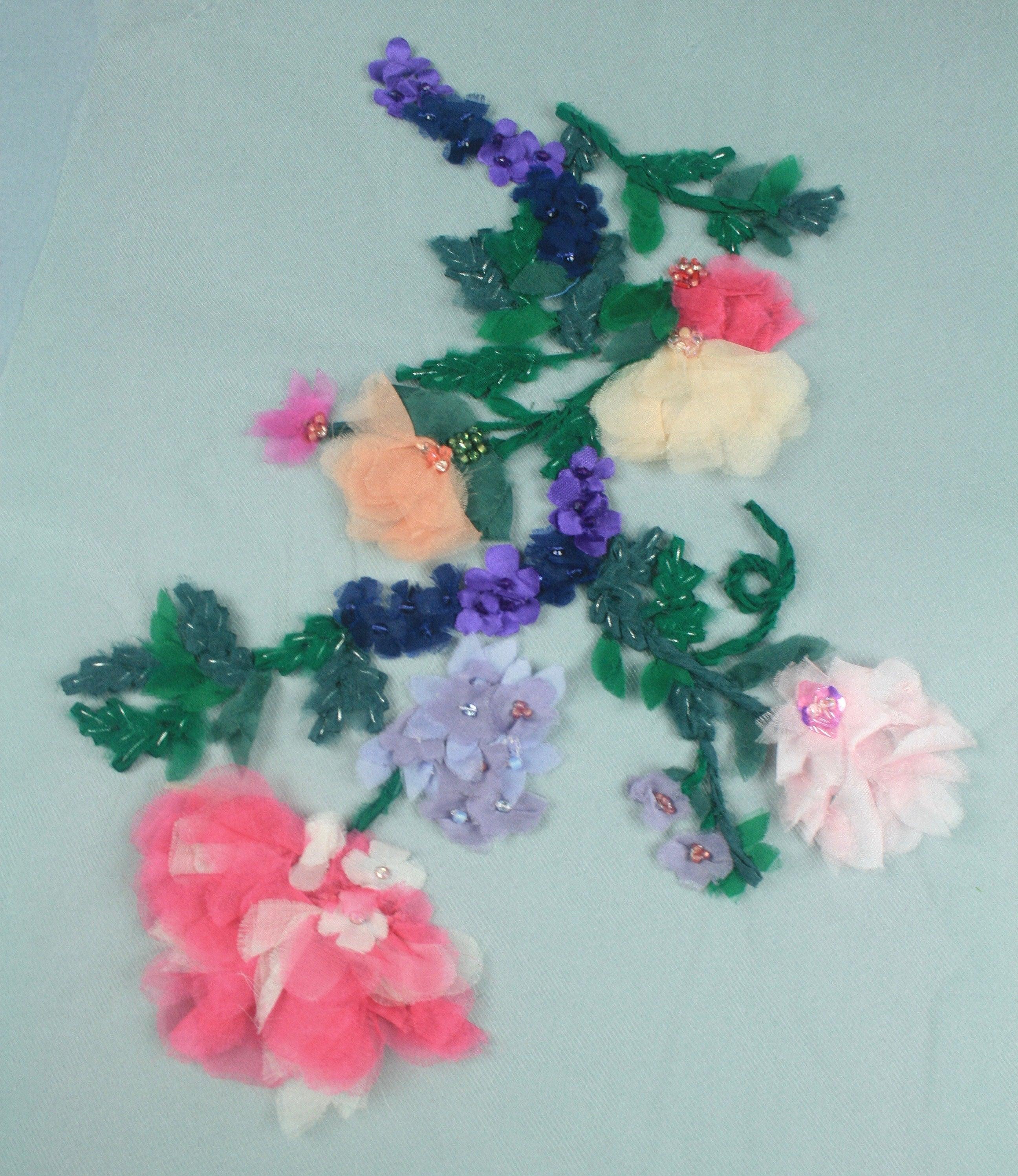 3D Customizable Floral Cascade Applique - Moda Artisans