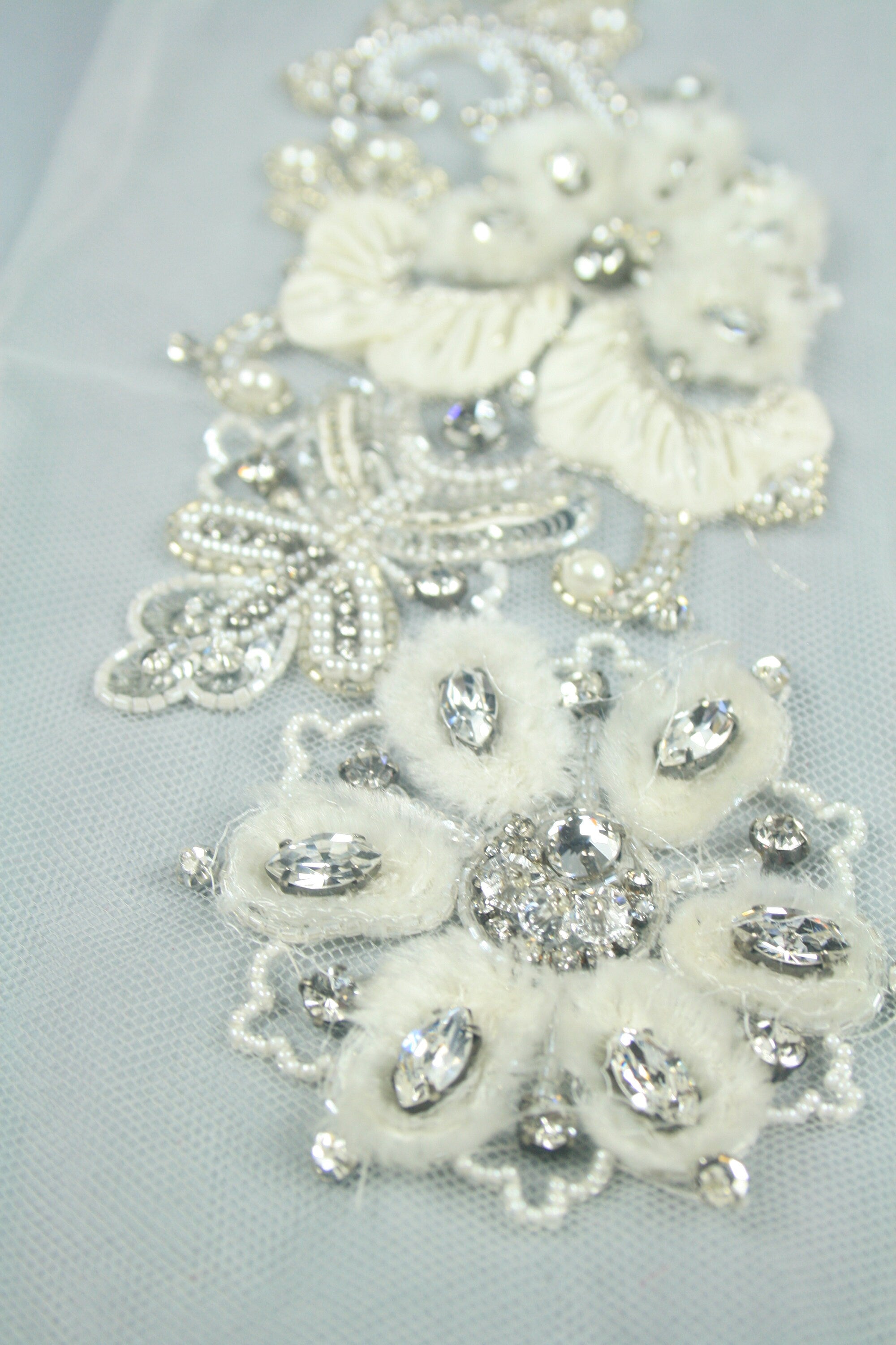 3D Crystal & Pearl Wedding Applique
