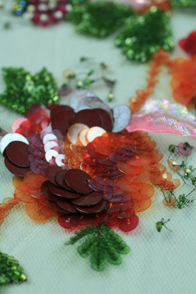 3D Red & Green Multi Hued Floral Panel