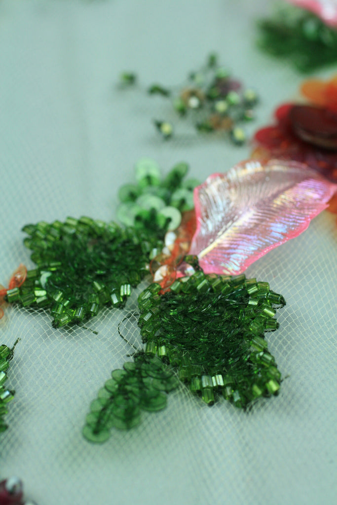 3D Red & Green Multi Hued Floral Panel