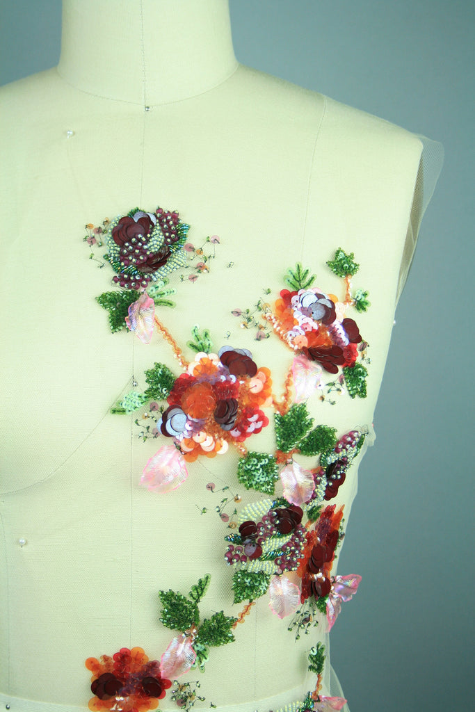 3D Red & Green Multi Hued Floral Panel
