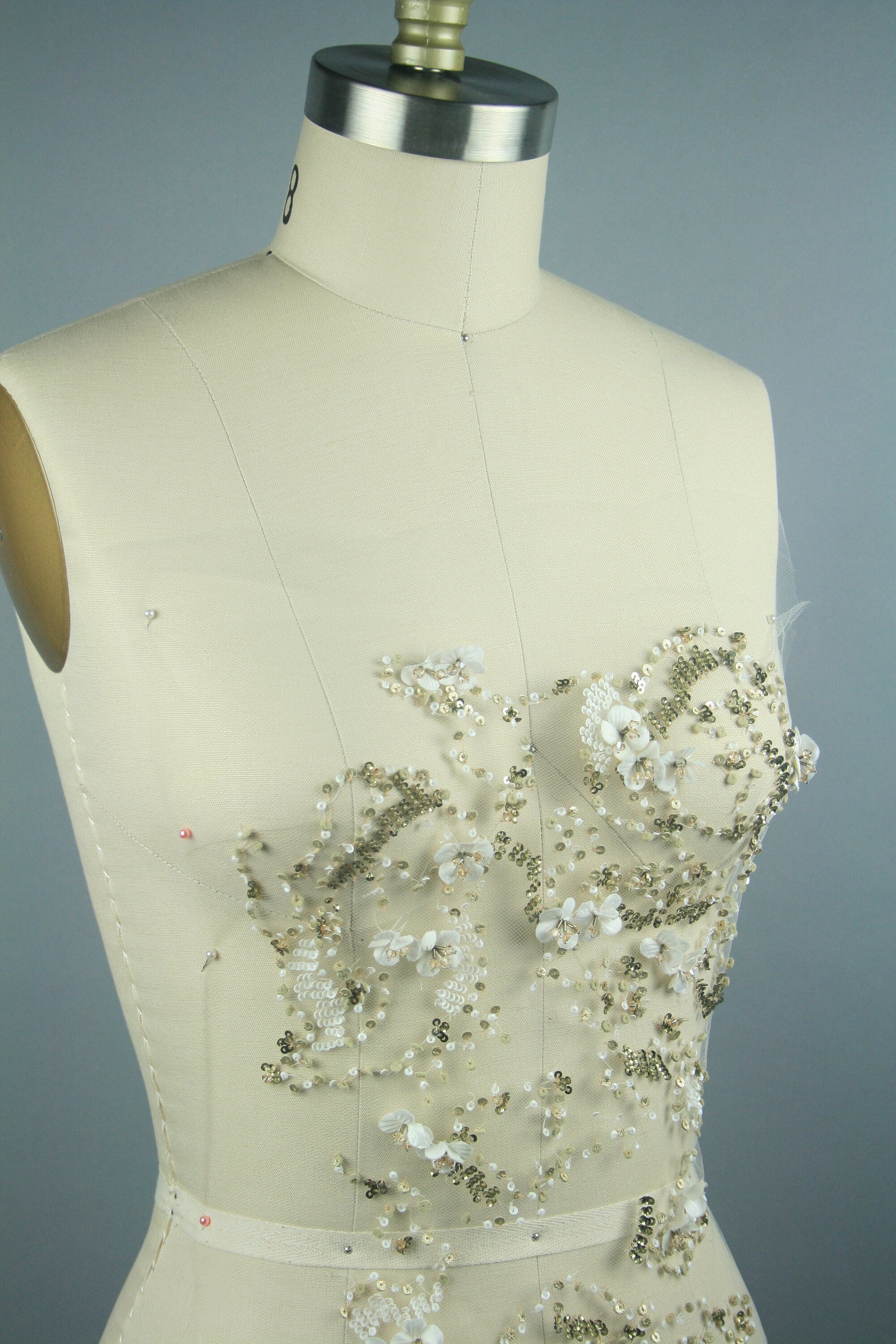 C108 - Antique Gold Bridal Bodice Applique