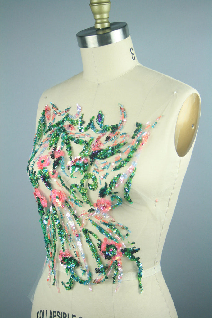 3D Bright Neon Beaded Floral Applique