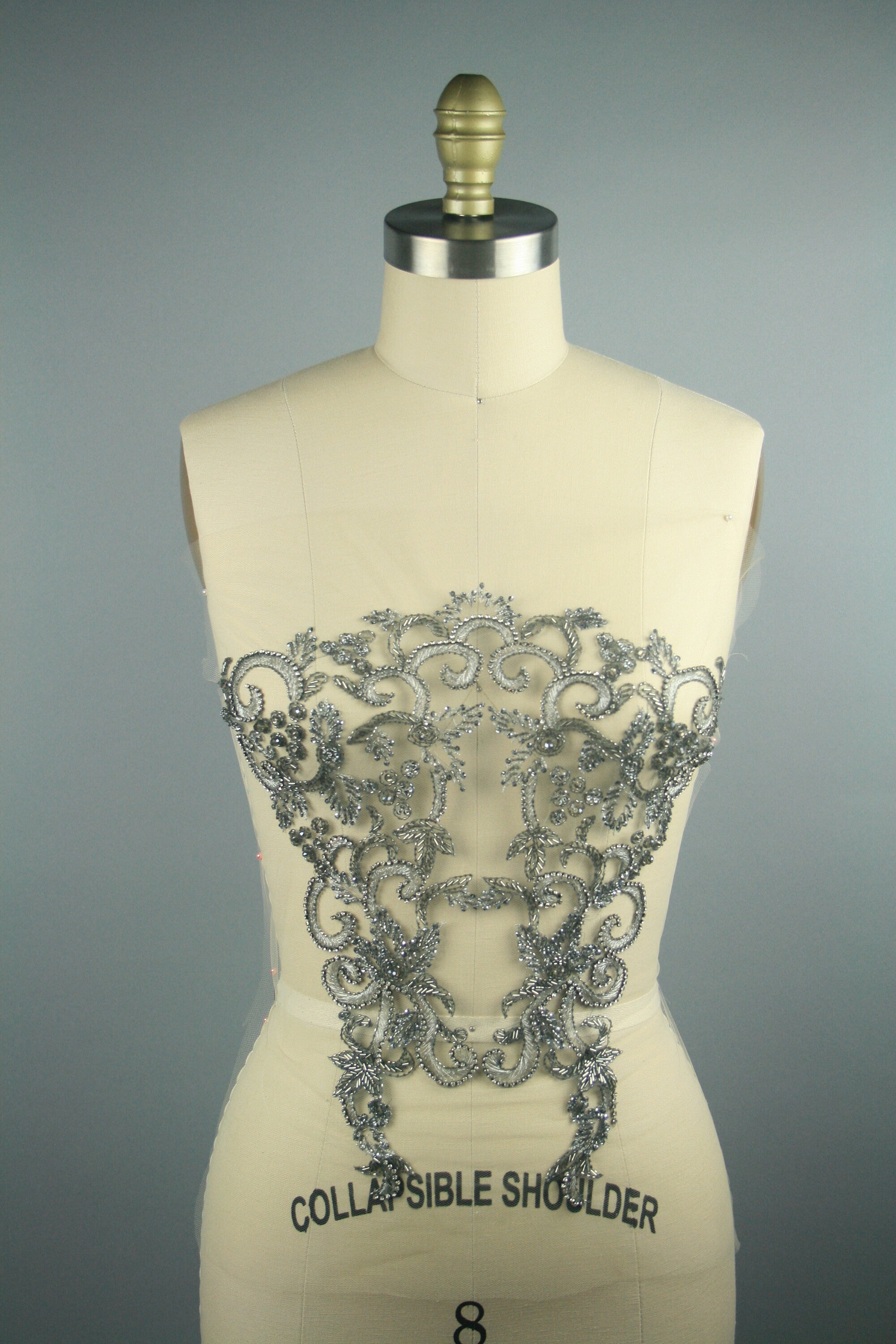 3D Platinum Beaded Applique