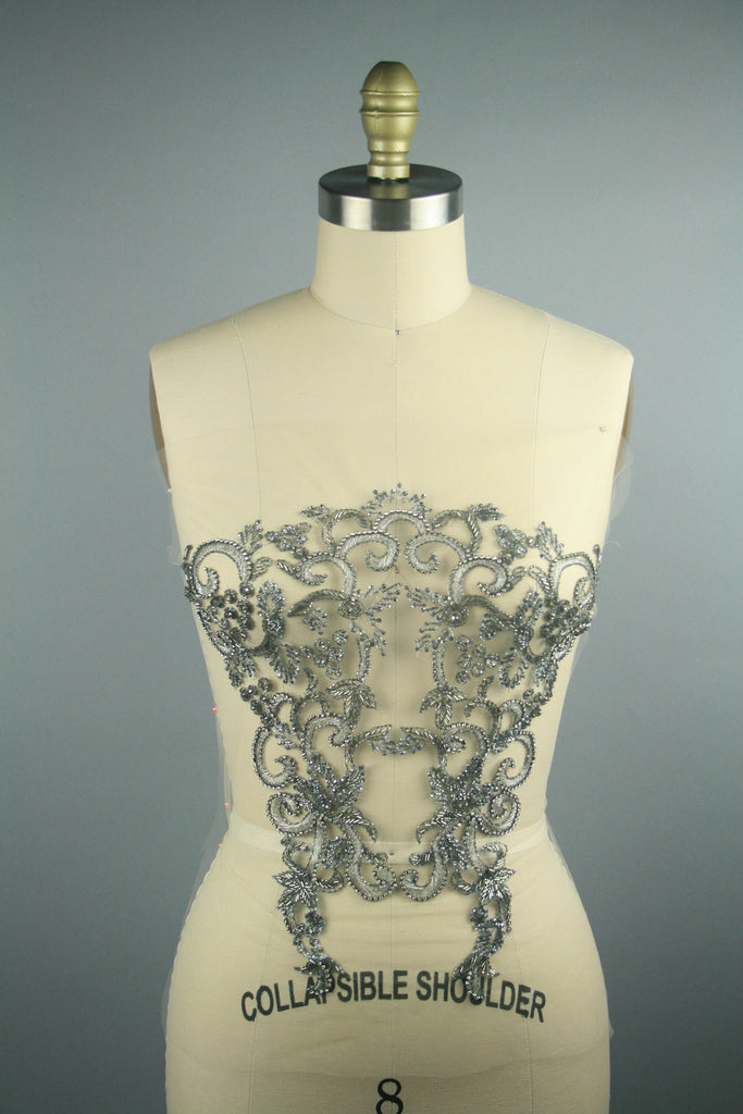 3D Platinum Beaded Applique