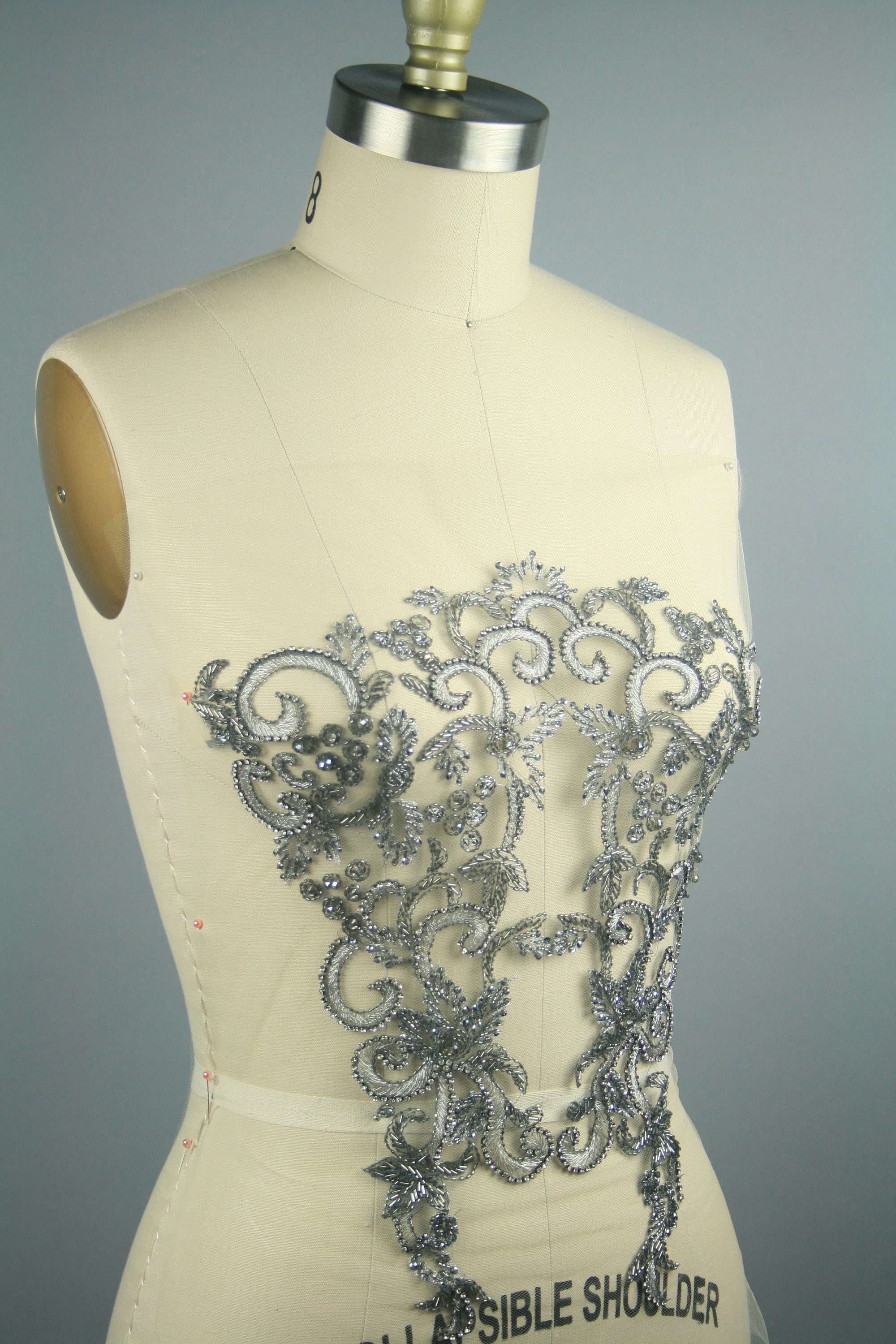 3D Platinum Beaded Applique