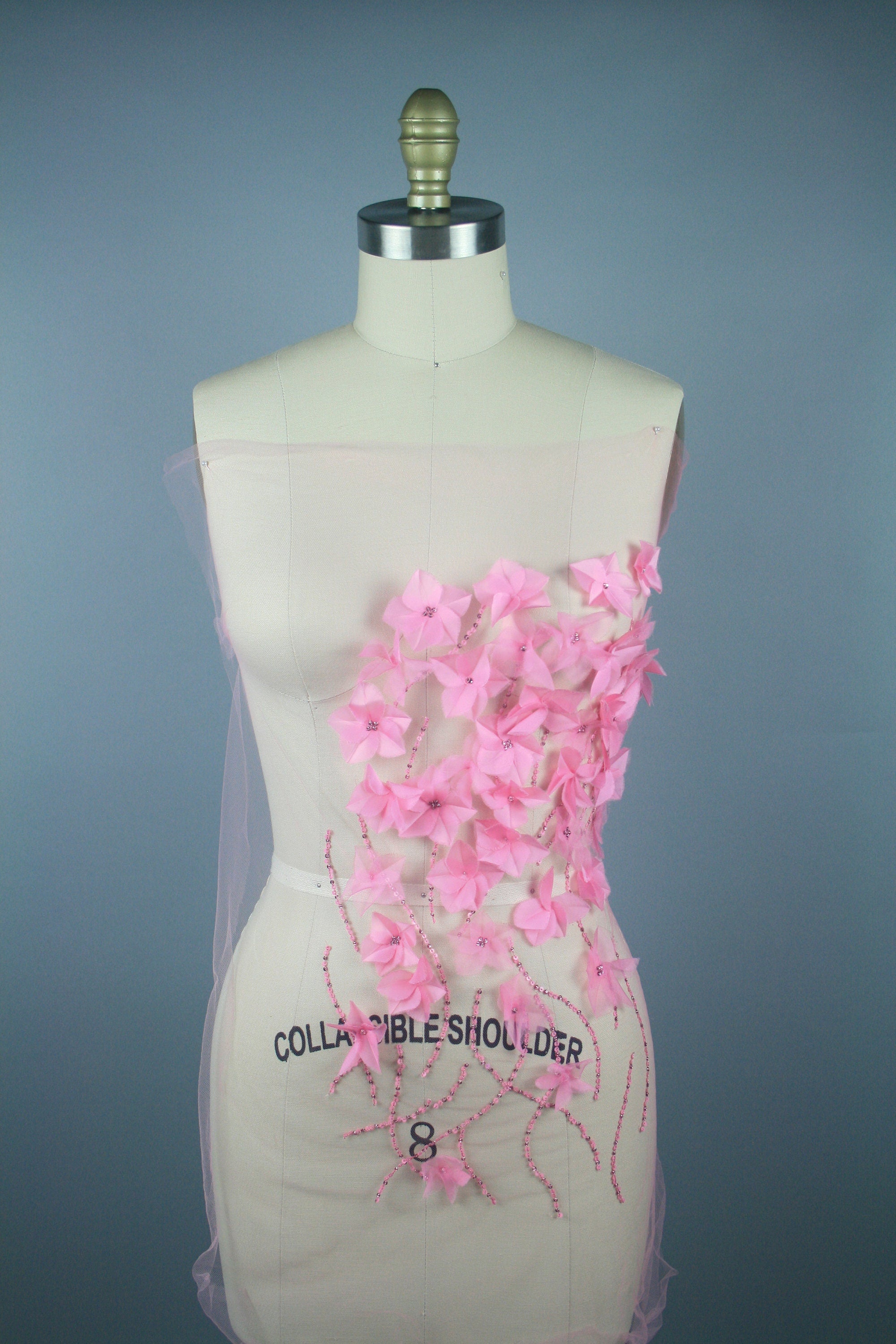 B107 - Baby Pink Silk Organza Applique