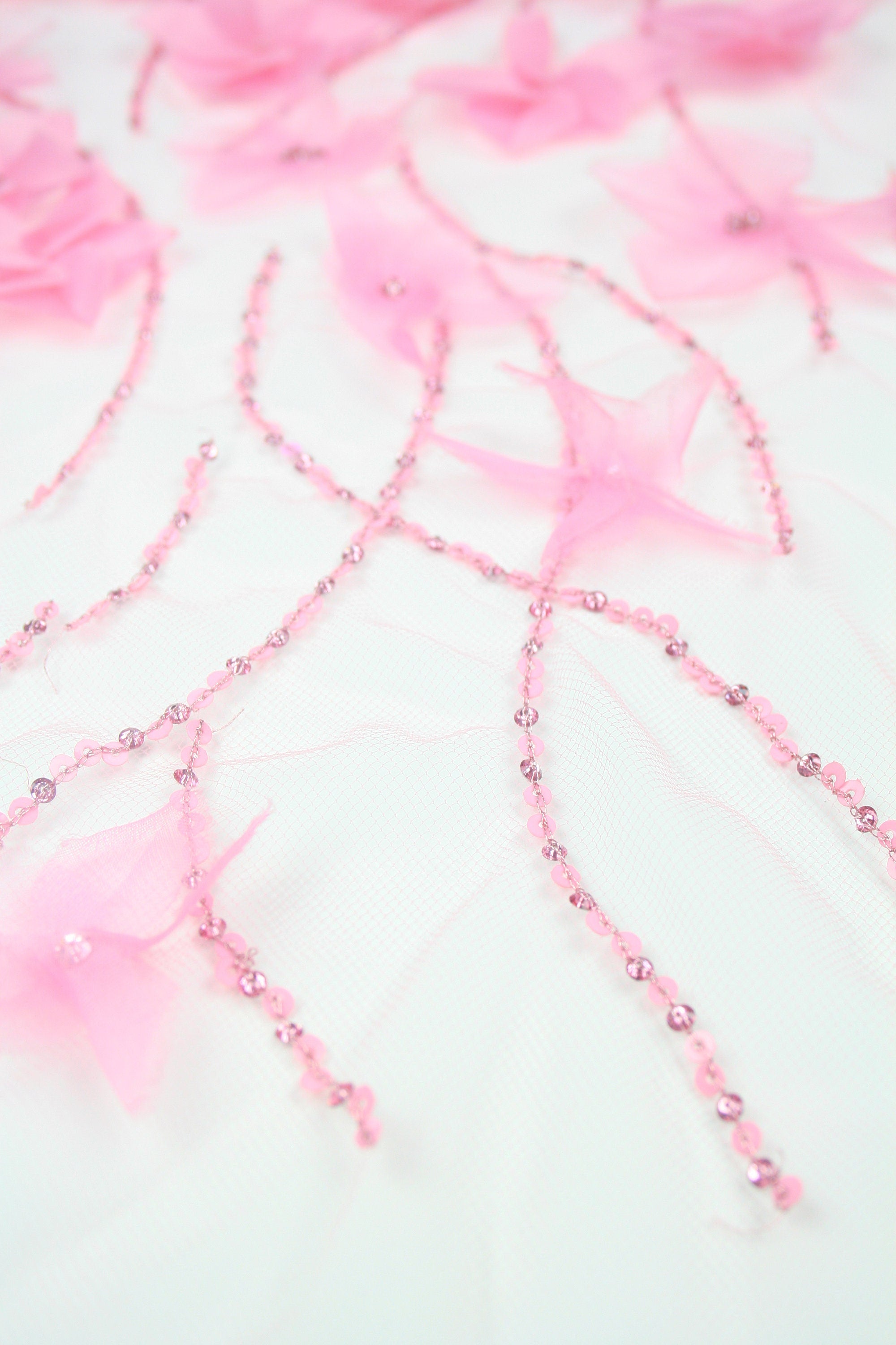 B107 - Baby Pink Silk Organza Applique