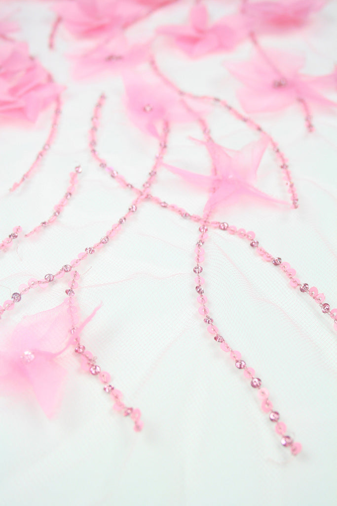 B107 - Baby Pink Silk Organza Applique