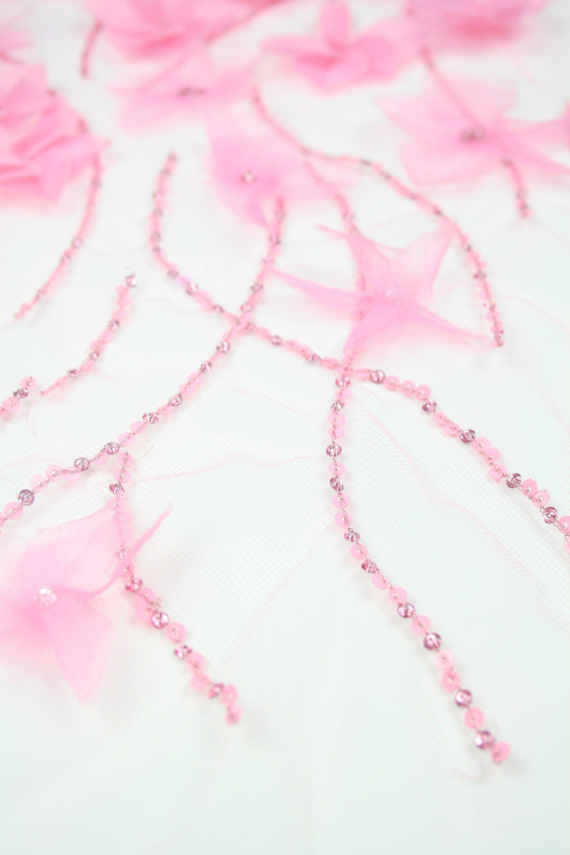 B107 - Baby Pink Silk Organza Applique