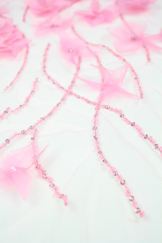 B107 - Baby Pink Silk Organza Applique