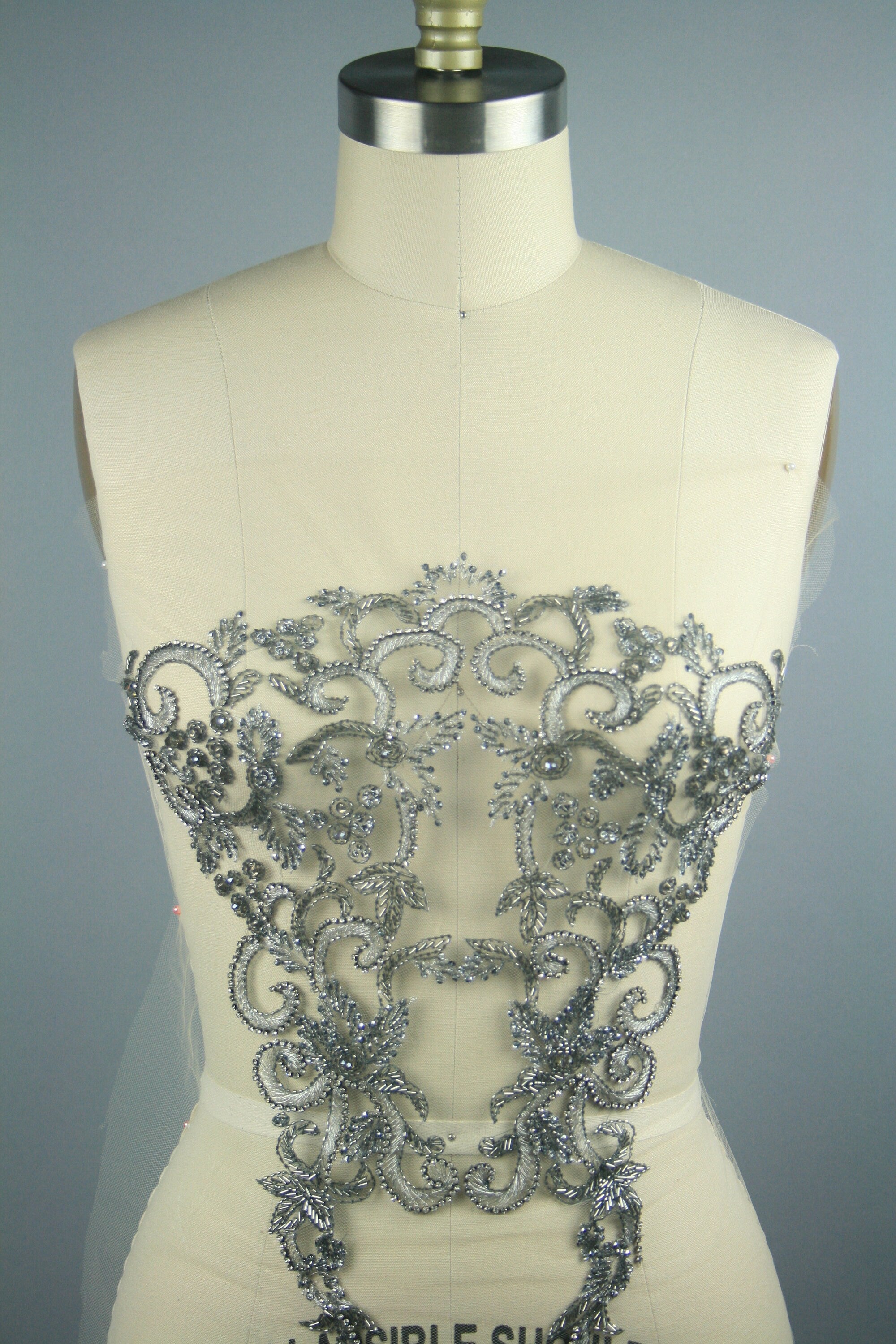 3D Platinum Beaded Applique
