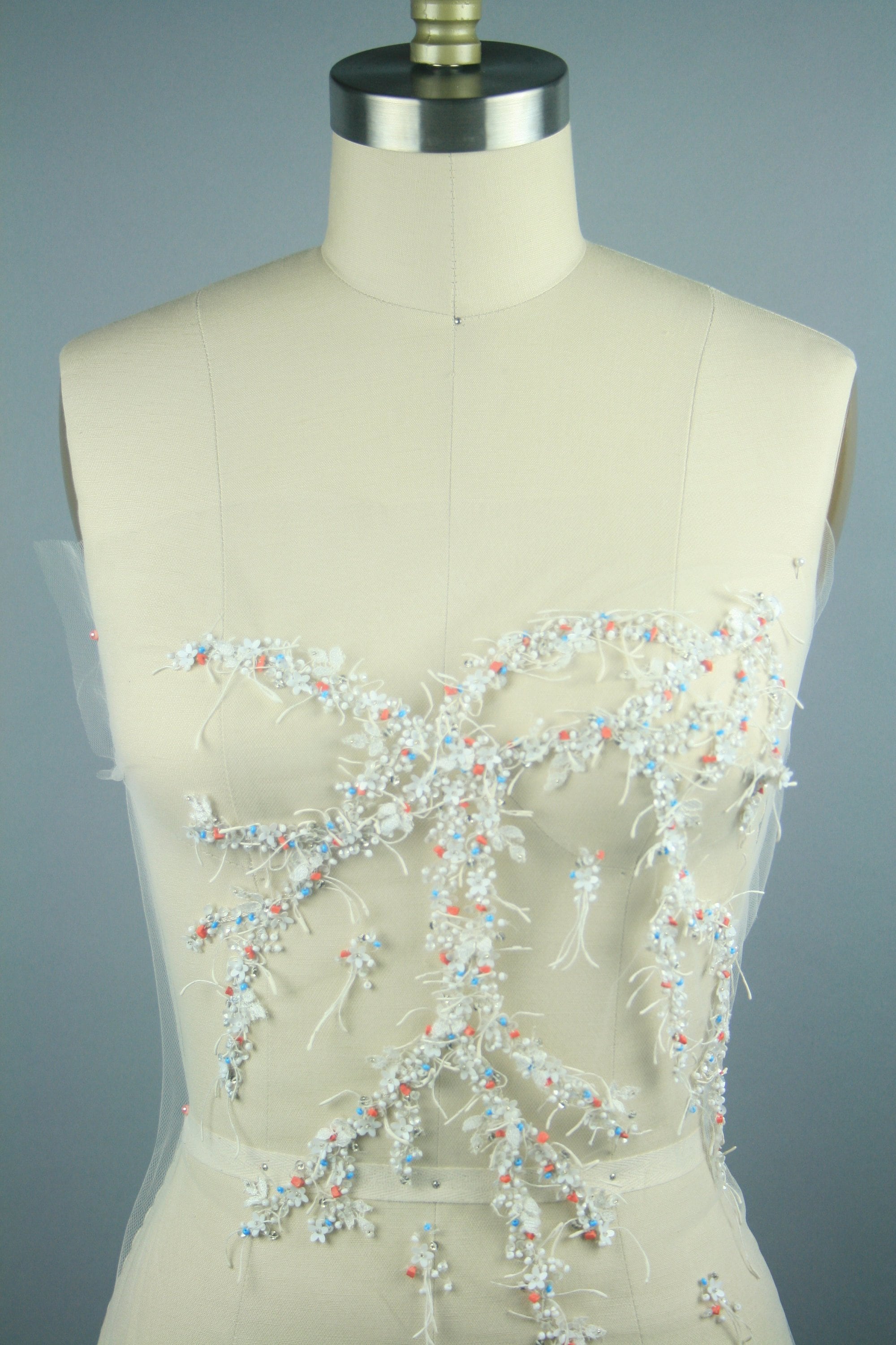 3D Matte White Beaded Applique