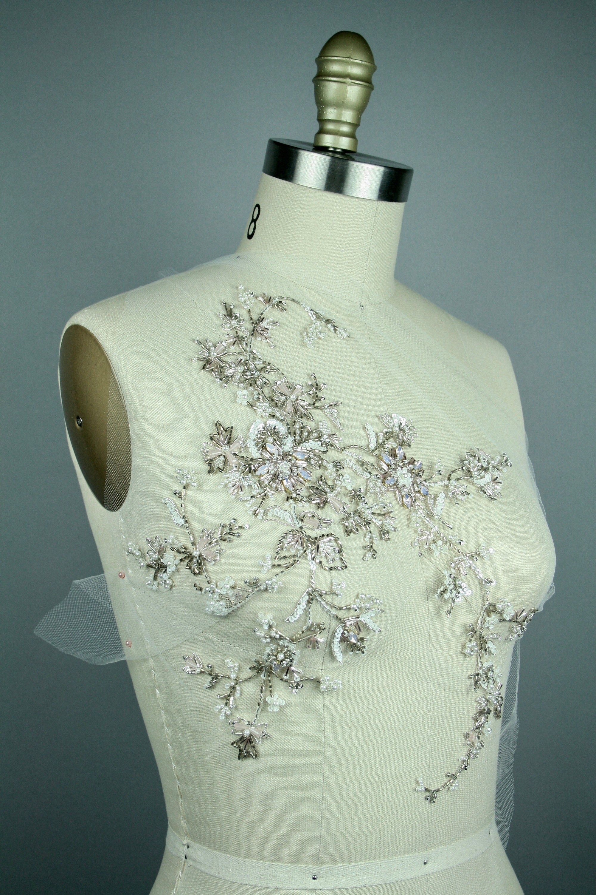 3D Opalescent Beaded Bridal Applique