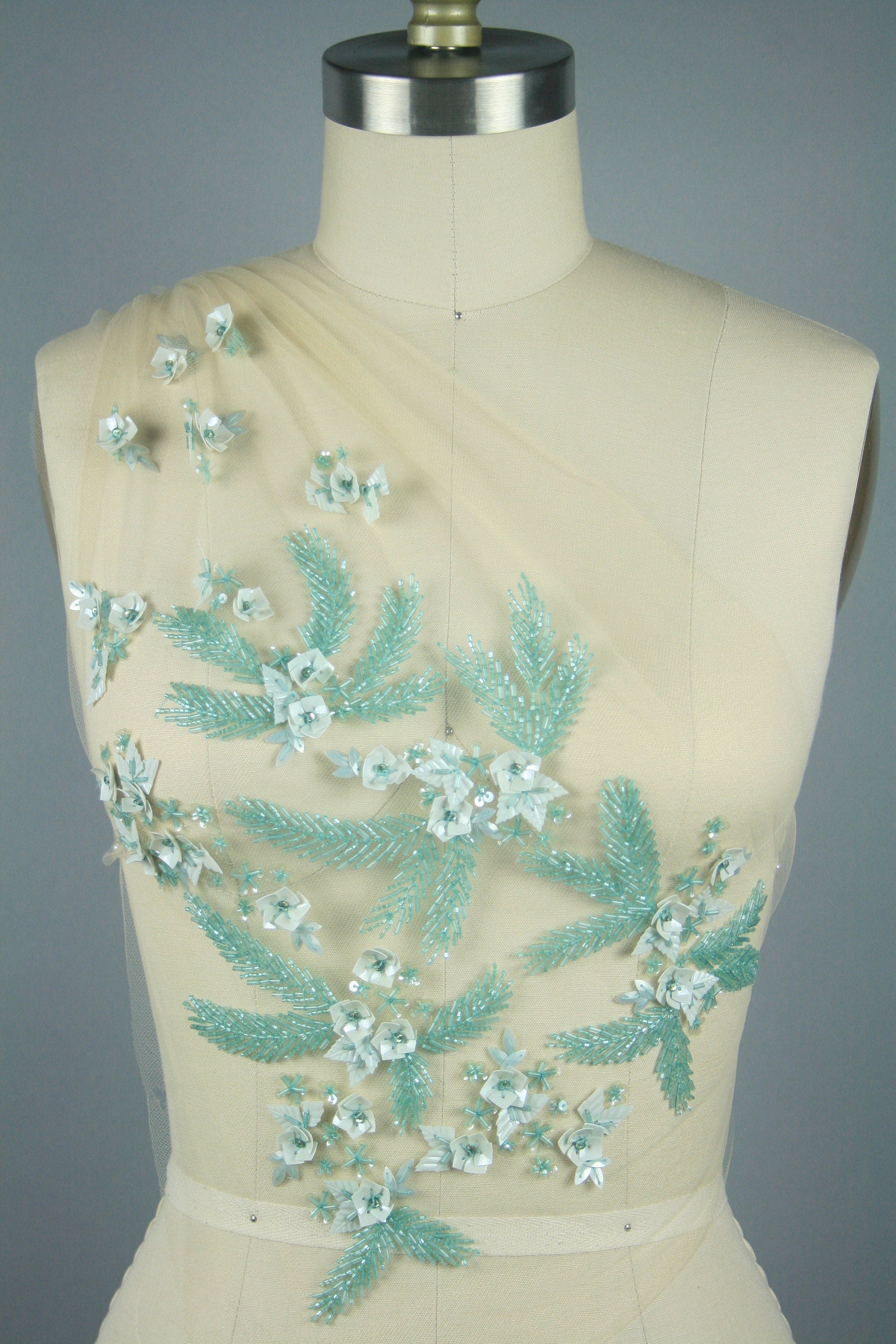 C105 - Pacific Opal Mint Beaded Applique