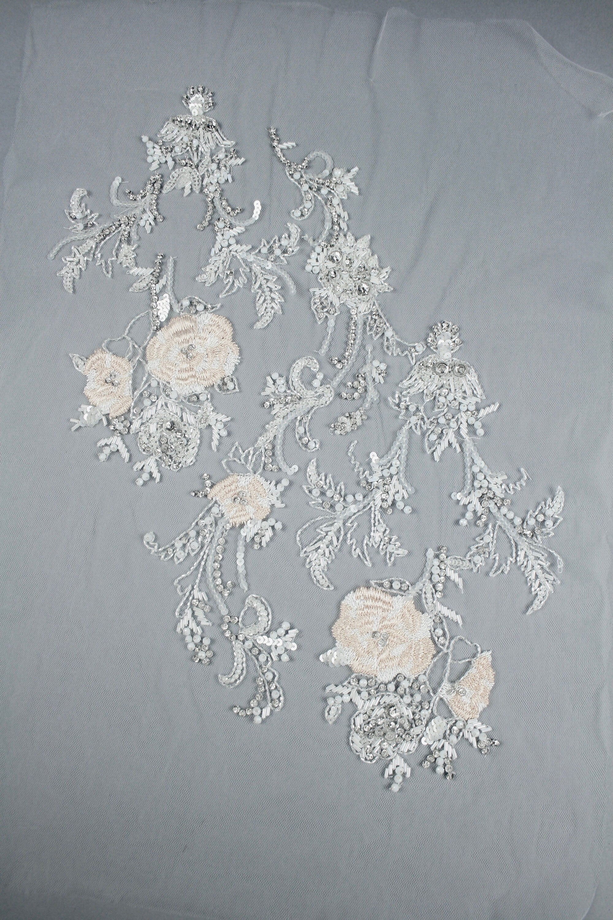 3D Light Peach Floral Wedding Applique