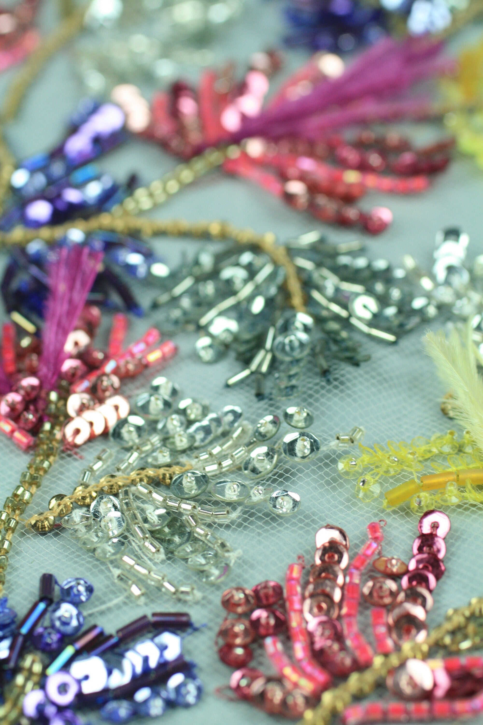 3D Colorful Floral Beaded Applique