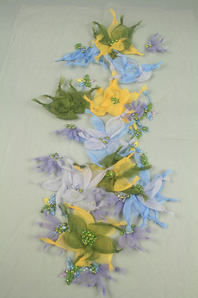 3D Floral Beaded Organza Applique