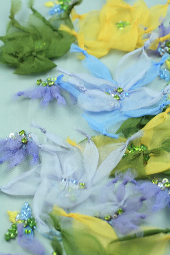 3D Floral Beaded Organza Applique