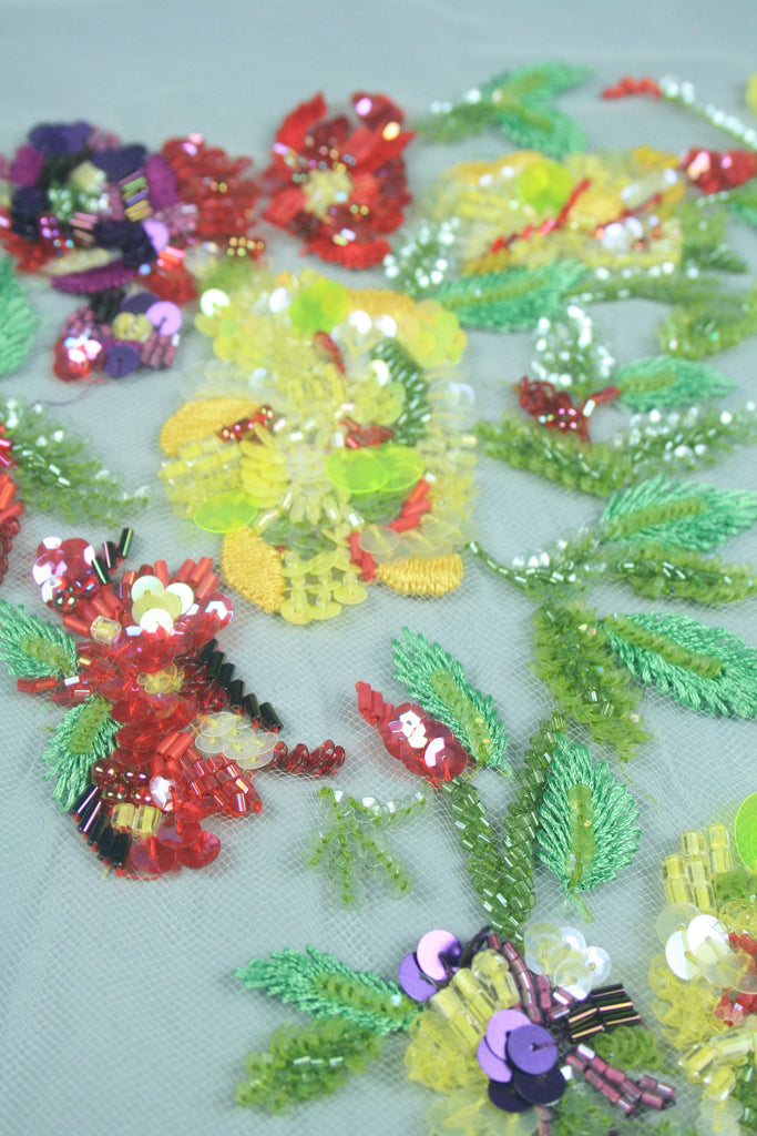 3D Colorful Beaded Floral Panel