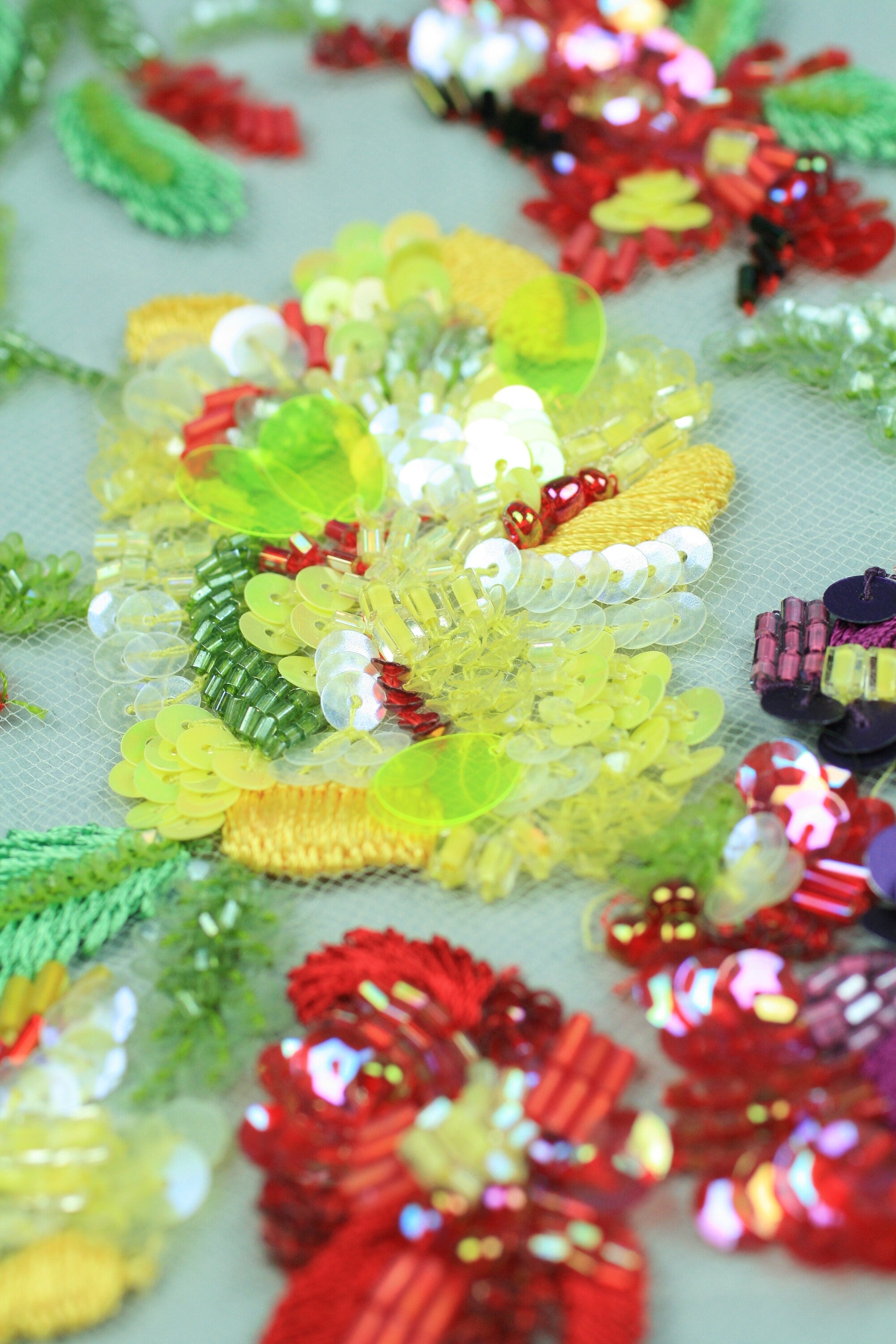 3D Colorful Beaded Floral Panel