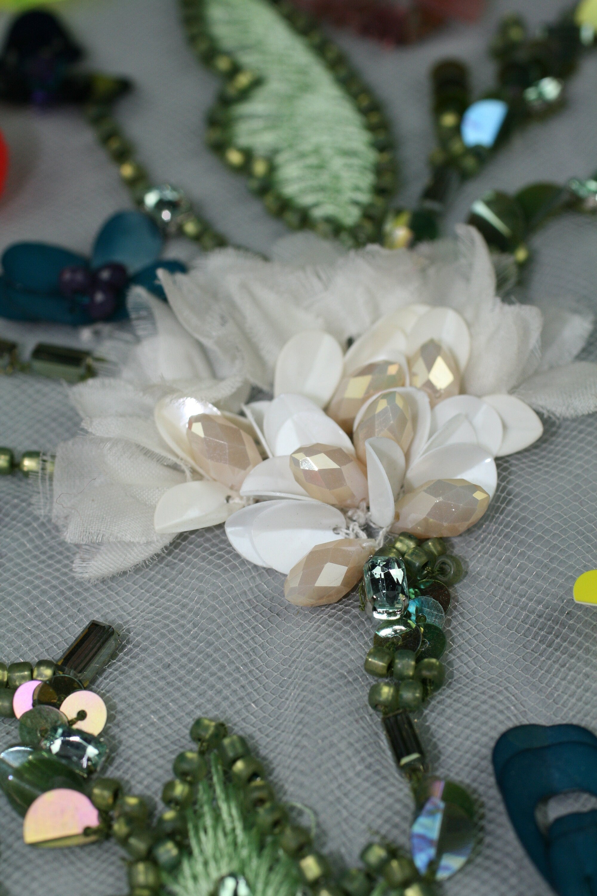 3D Multi Colored Beaded & Embroidered Floral Applique